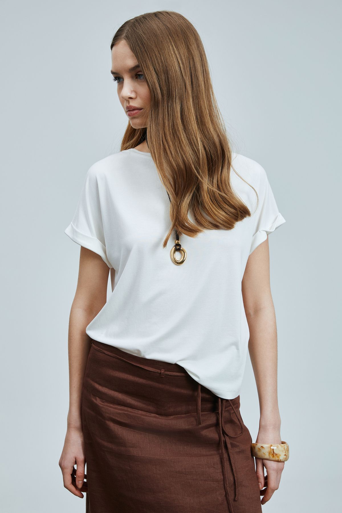 Lufian-Signoria Women's Modal Blend T-Shirt Off White 5