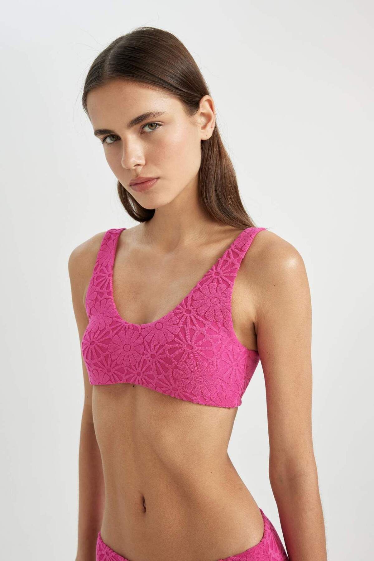 DeFacto-Kvetinový žakárový top bikín Regular Fit-Fall in Love B6901AX24SM 5