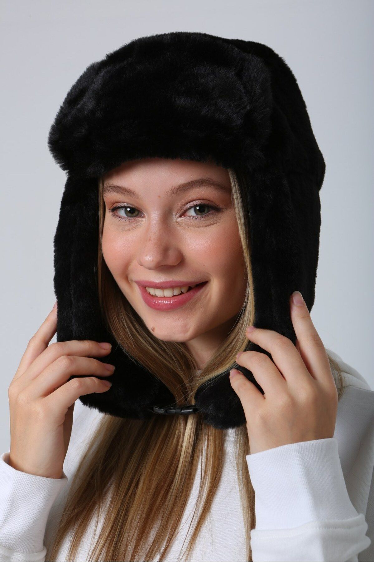 Luminos Butik-Black Furry Winter Beret - Plush Soft Textured with Cap Design 1127 7