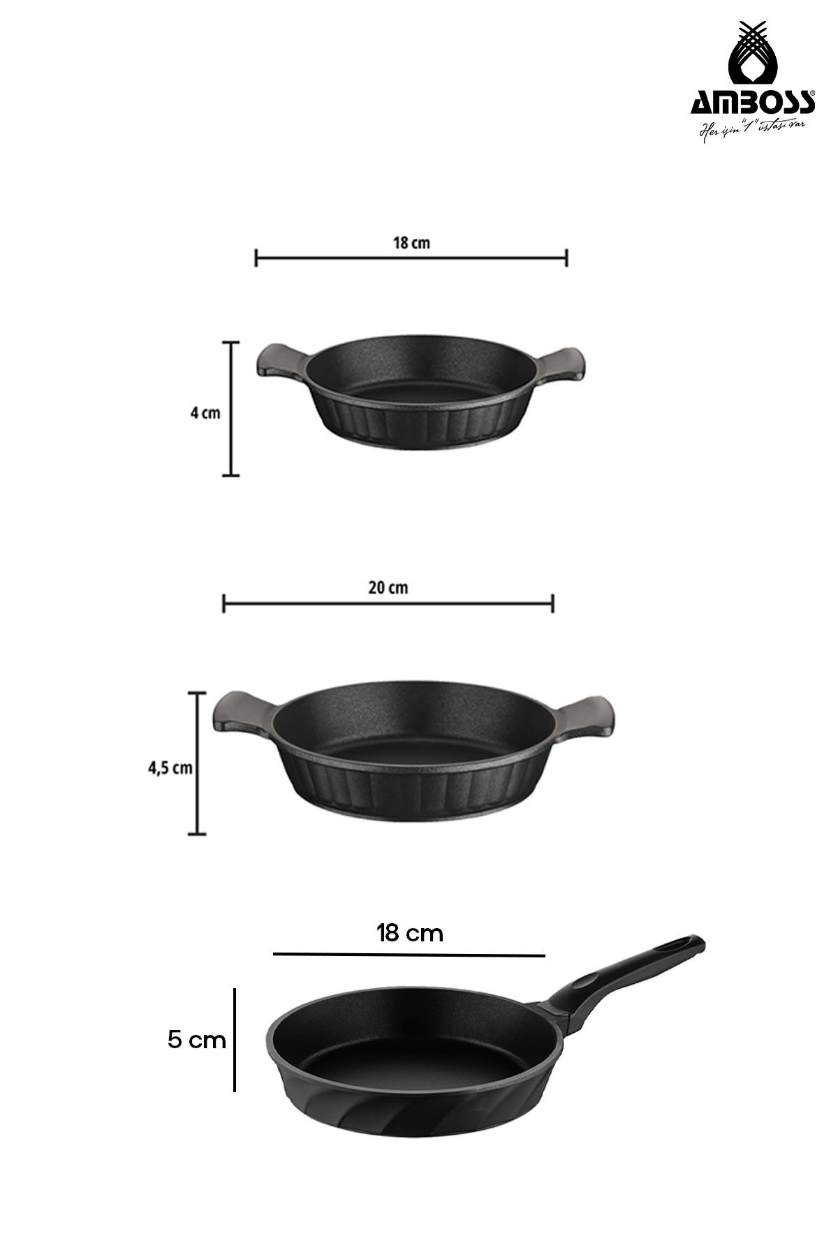 Amboss-Mixta 3 Piece Cast Titanium Plated Pan and Sahan Set (2 SAHAN 1 PAN) 5