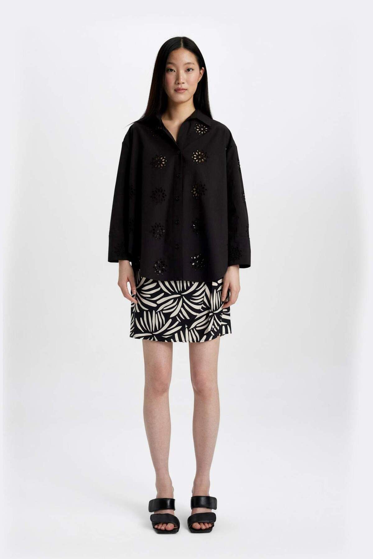 DeFacto-A-line Patterned High Waist Maroken Mini Skirt C4803AX24SM 2
