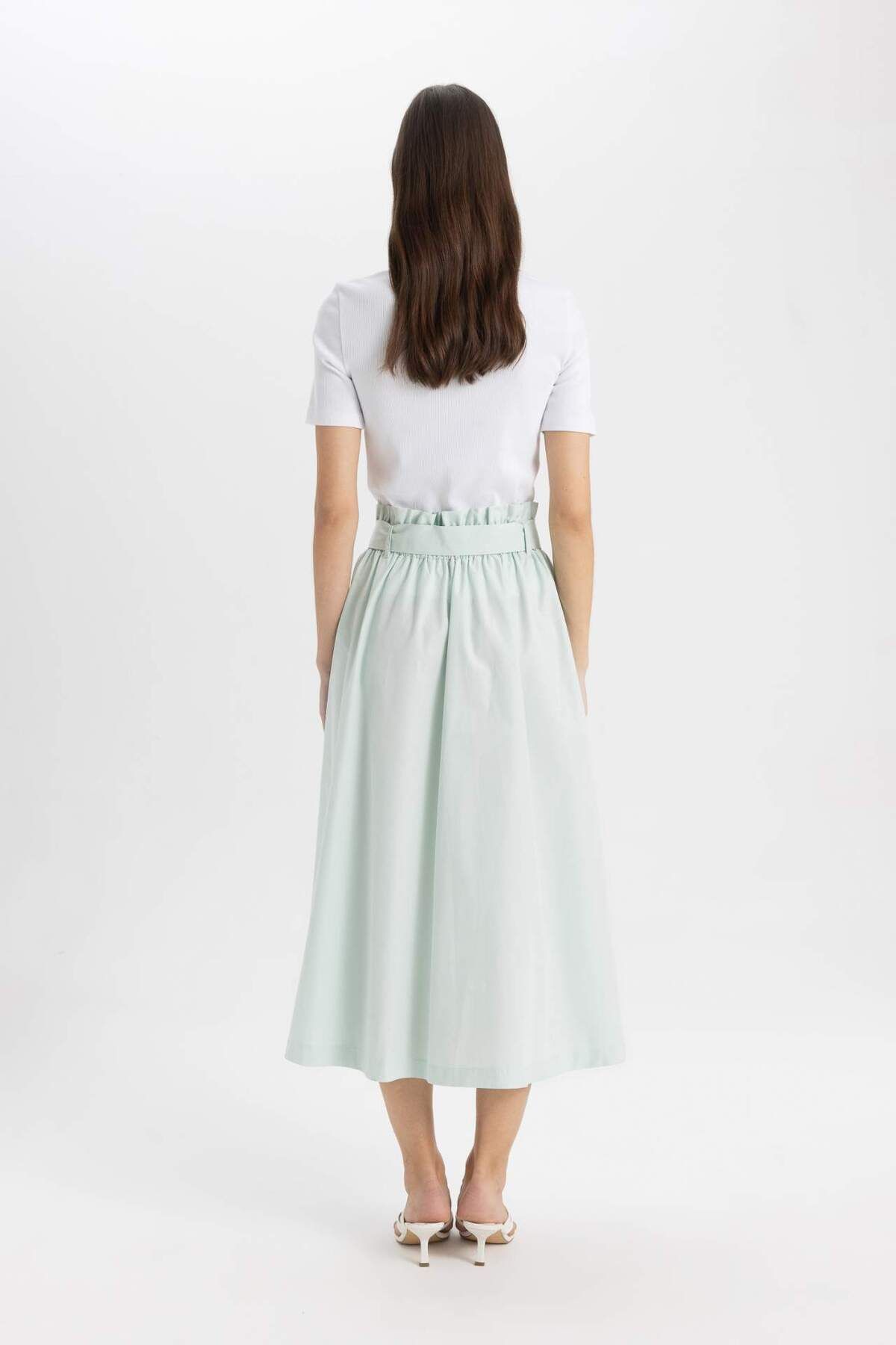 DeFacto-A-Line Regular Waist Poplin Midi Skirt C7238AX24SM 6