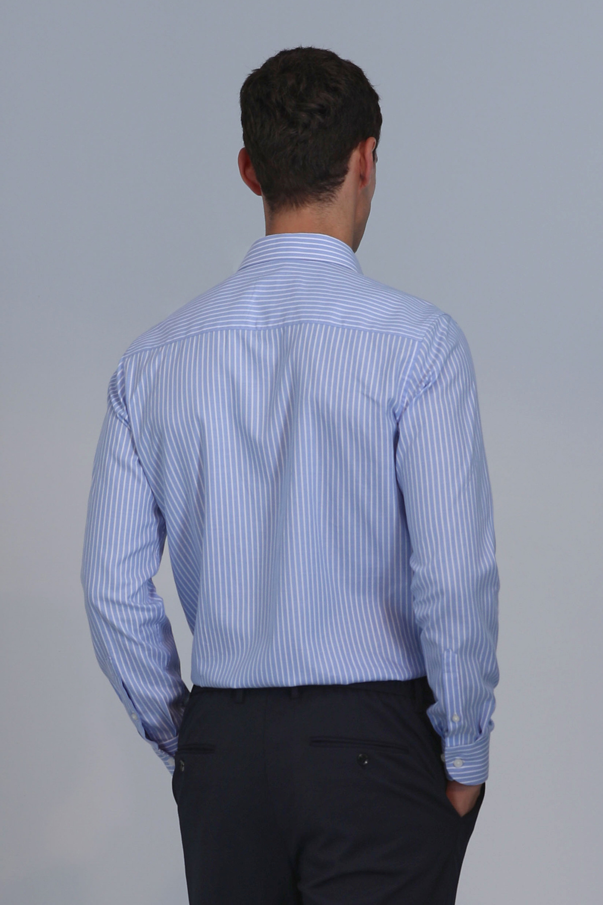 Lufian-Cămașă de bază albastră slim fit pentru bărbați - Strıt 6