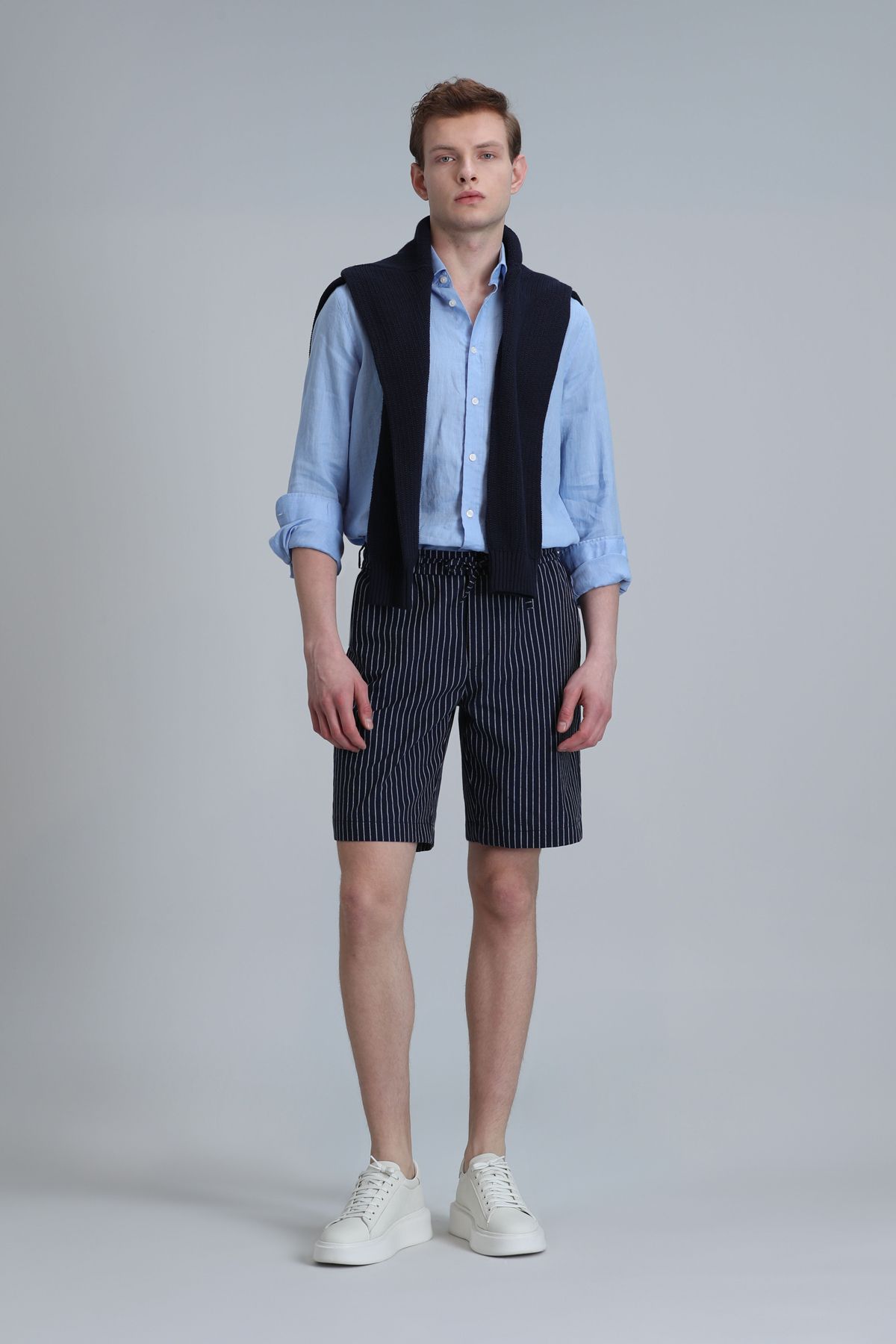 Lufian-Navy Blue Curtis Sports Men's Slim Fit Chino Shorts 3