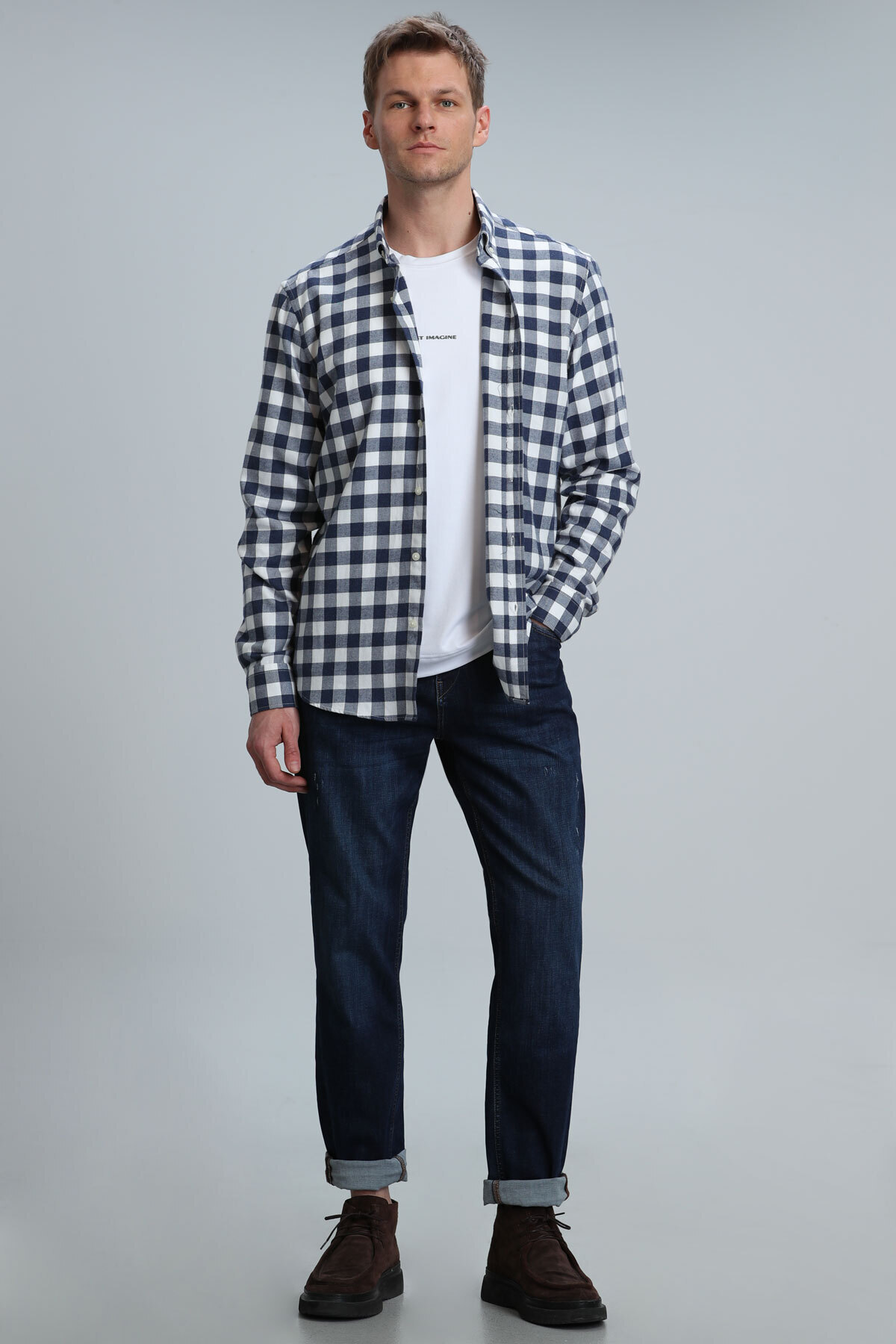 Lufian-Pantaloni Thor Smart Jean pentru bărbați, cu croiala obișnuită, albastru 5