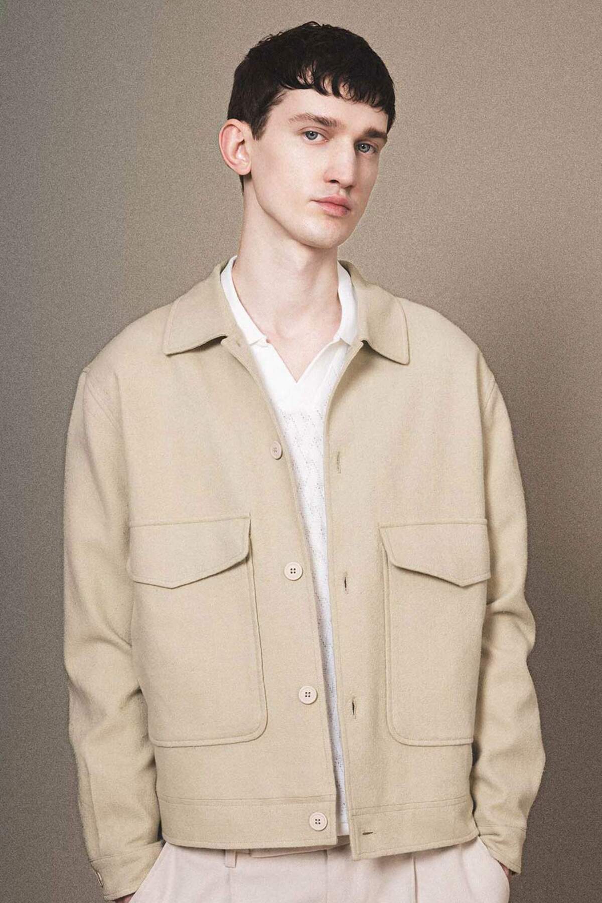 دفاکتو کاپشن کاپشنان بهاری یقه پولو ریلکس فیت، آستردار، دکمه‌دار، جیب‌دار، مدل B6958AX24SP