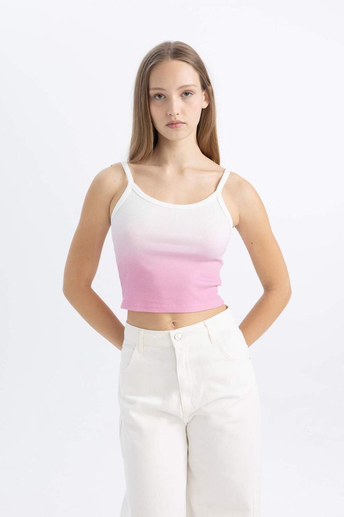 DeFacto-Coool Fitted Gradient Transitional Ribbed Camisole Undershirt C6921Ax24Sm 7