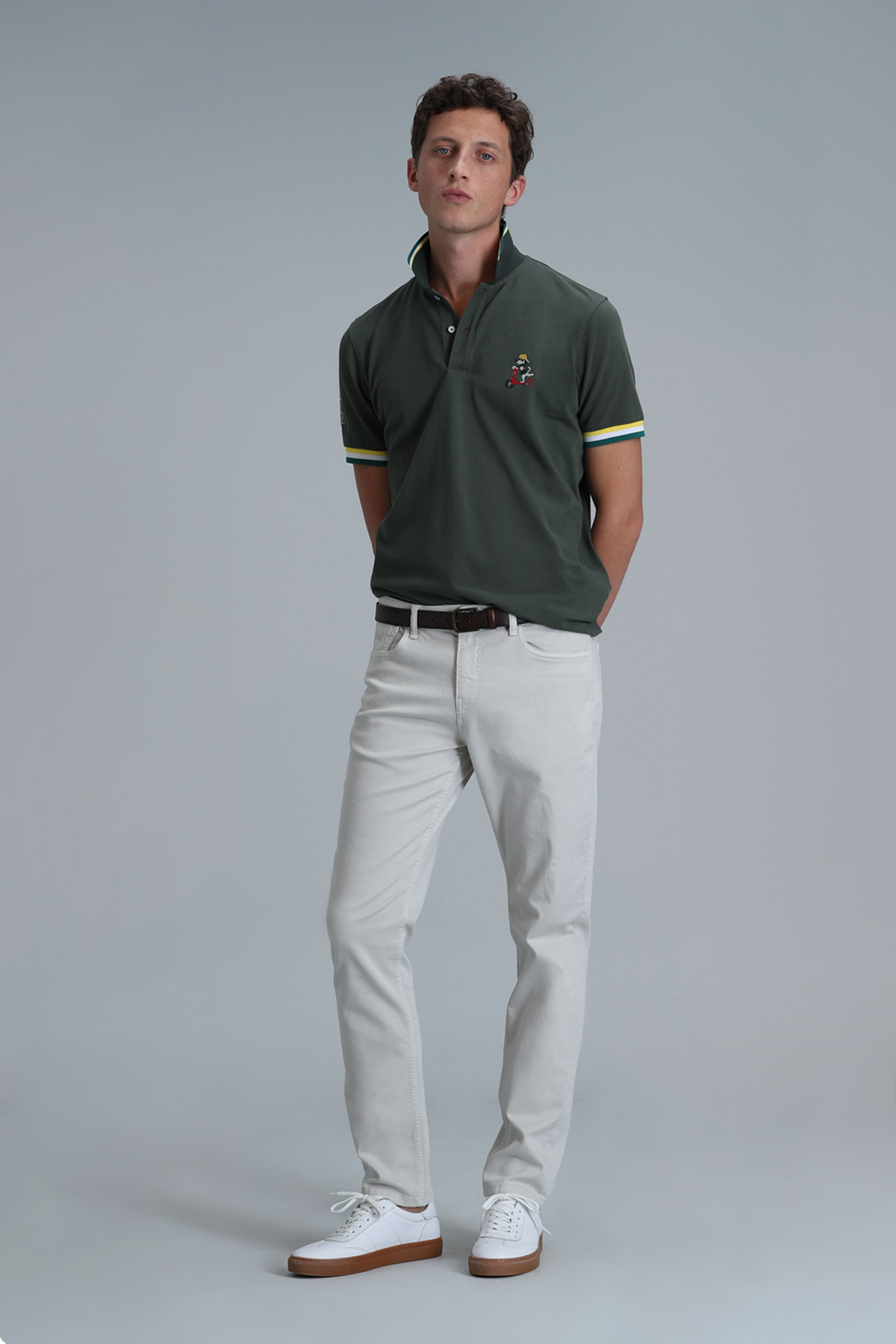 Lufian-Helt Sport 5 Pocket Men's Trousers Slim Fit Ecru 1