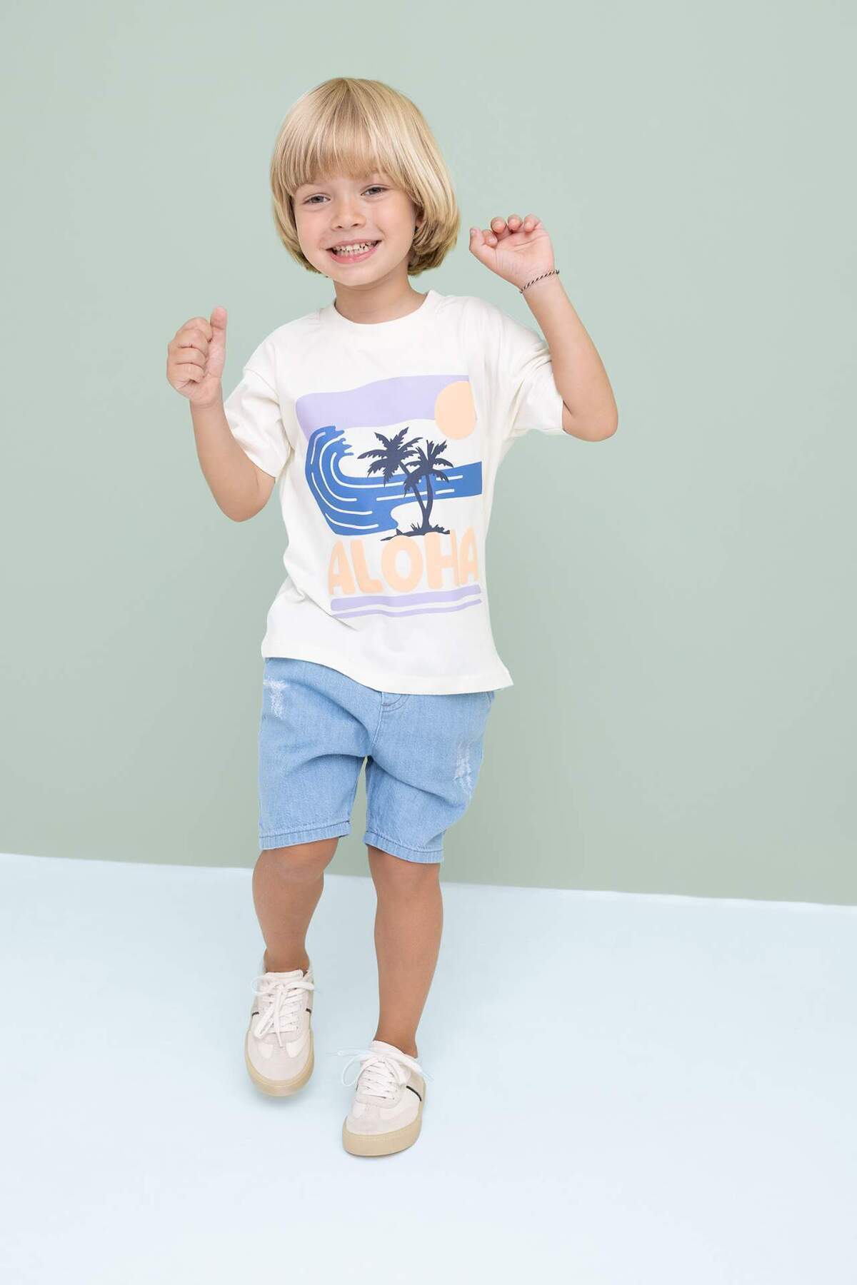 DeFacto-Džínové šortky s potiskem Baby Boy Label C2305A524SM 3