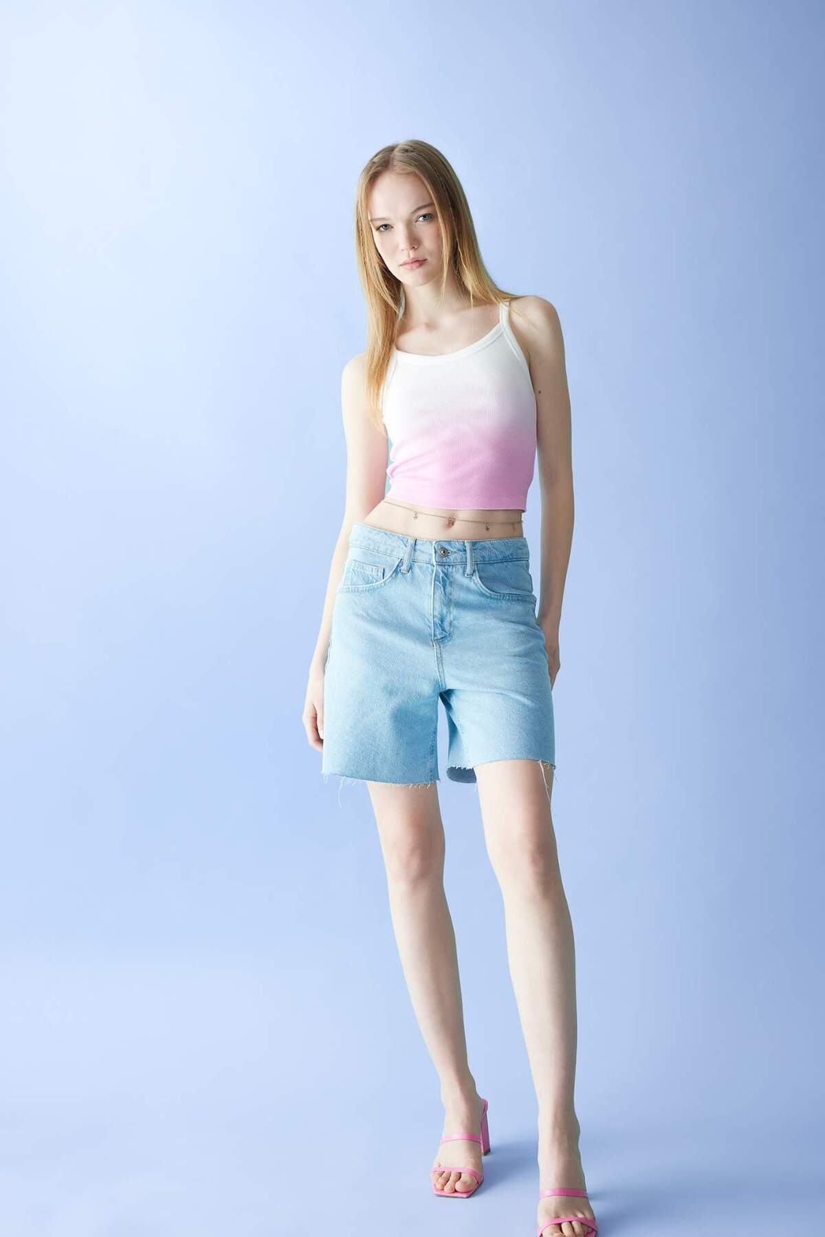 DeFacto-Coool Fitted Gradient Transitional Ribbed Camisole Undershirt C6921Ax24Sm 2