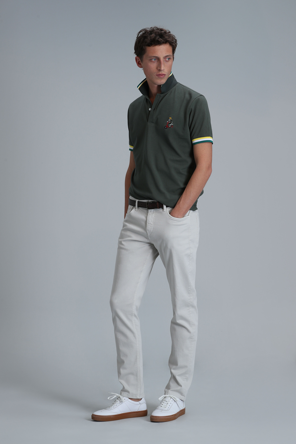 Lufian-Helt Sport 5 Pocket Men's Trousers Slim Fit Ecru 3