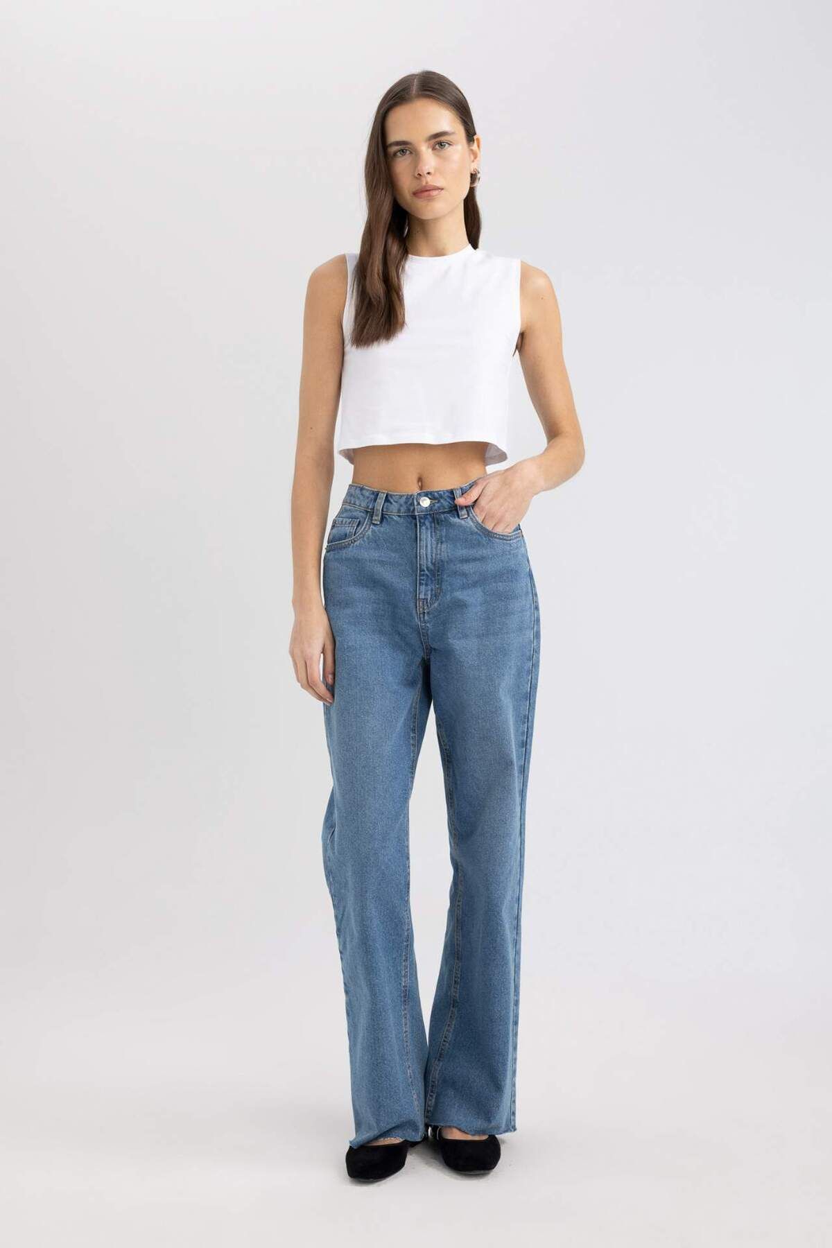 DeFacto-Crop Crew Neck Basic Απλό εσώρουχο C6205ax24sm 2