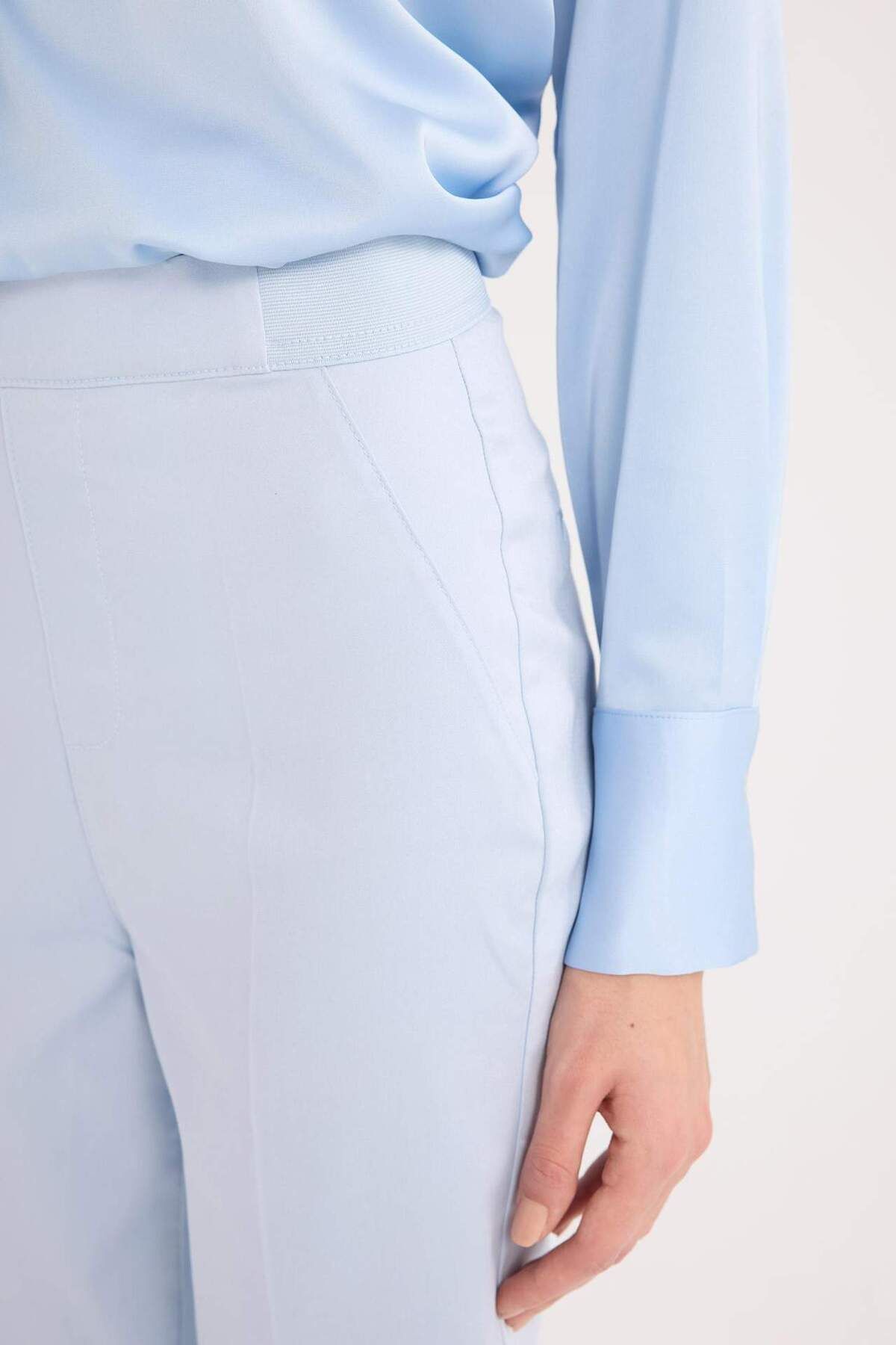 DeFacto-Satin Fabric Cigarette Color Pants - Regular Waist, Elastic Straight Leg J8743Az24Sm 8
