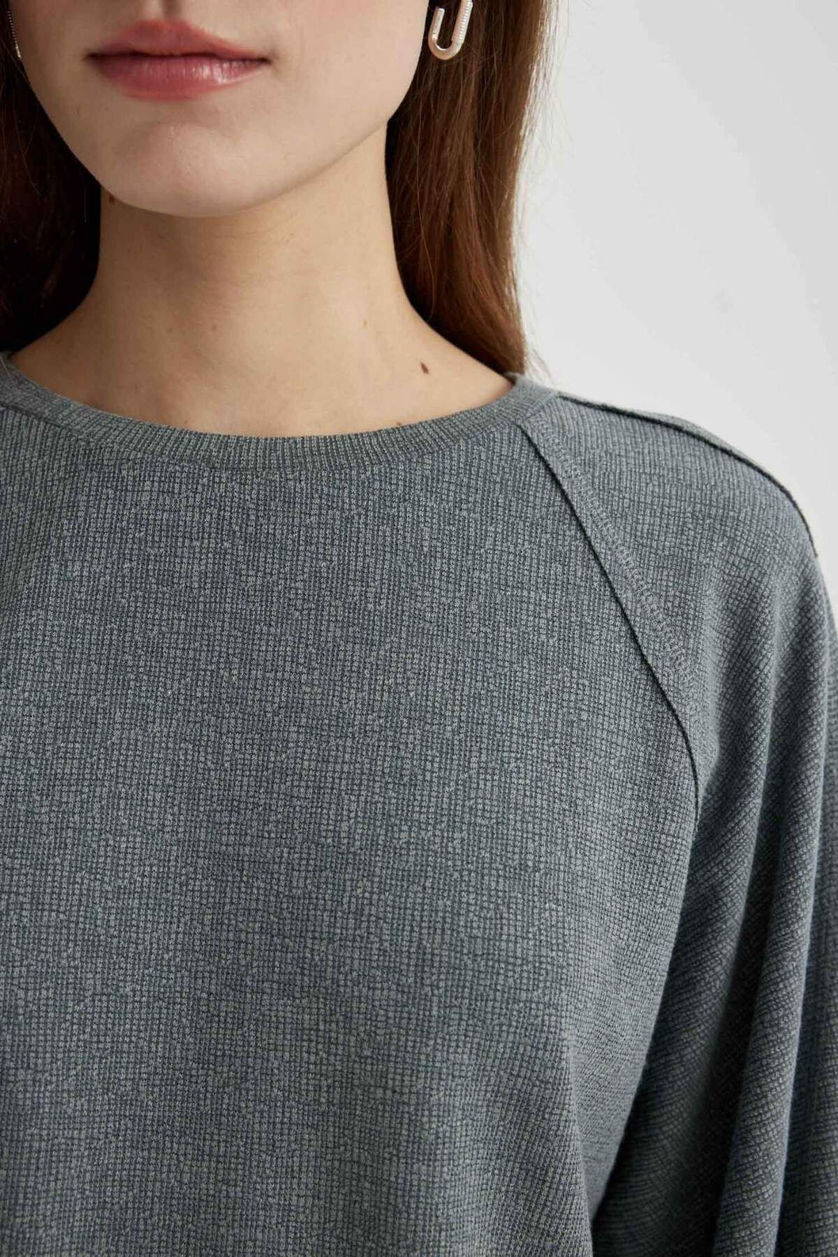 DeFacto-Μπλουζάκι Relax Fit Crew Neck Basic μακρυμάνικο μπλουζάκι C3118AX24SP 5