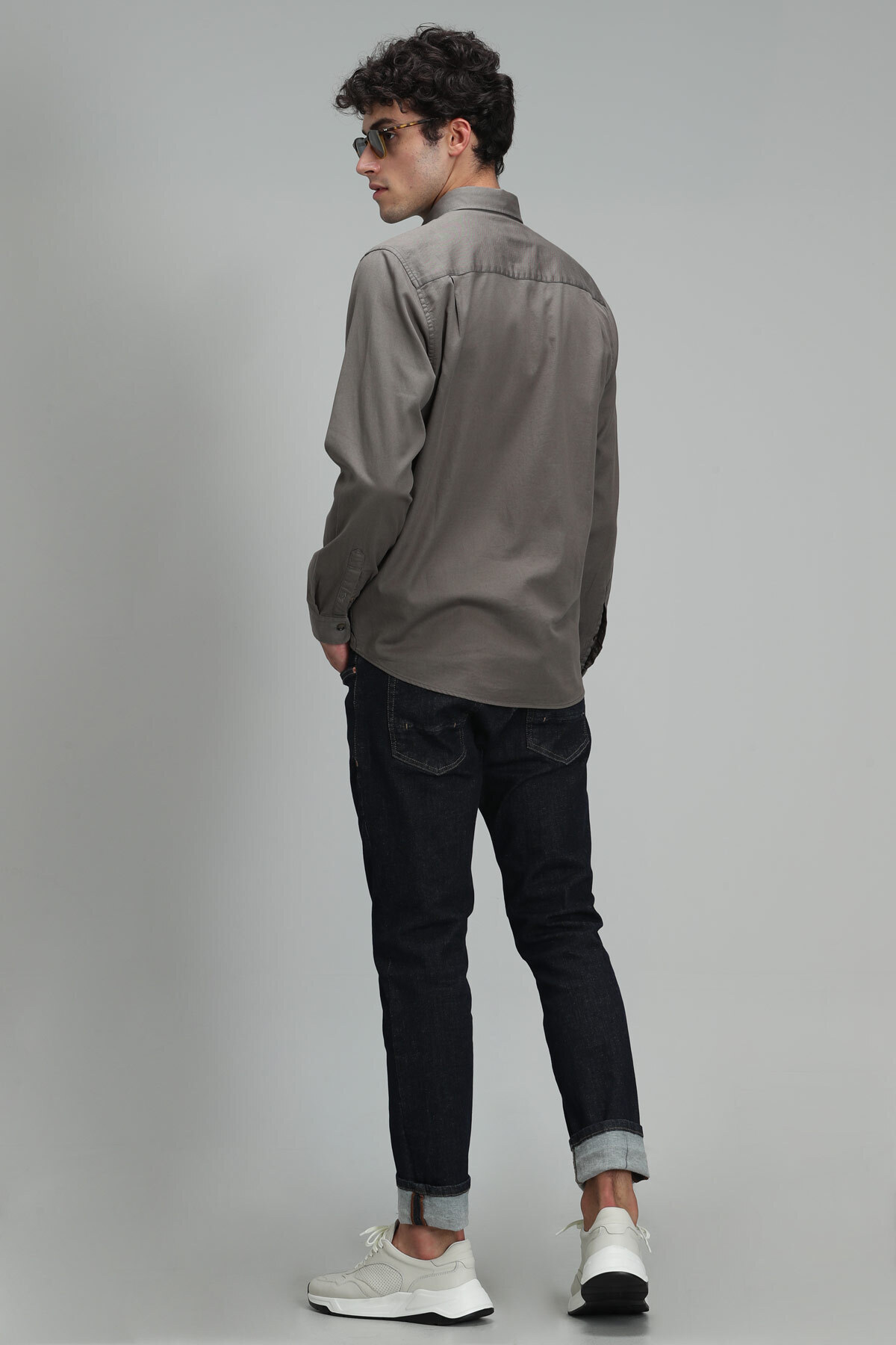 Lufian-Ανδρικό πουκάμισο Quel Basic Regular Fit Khaki 4
