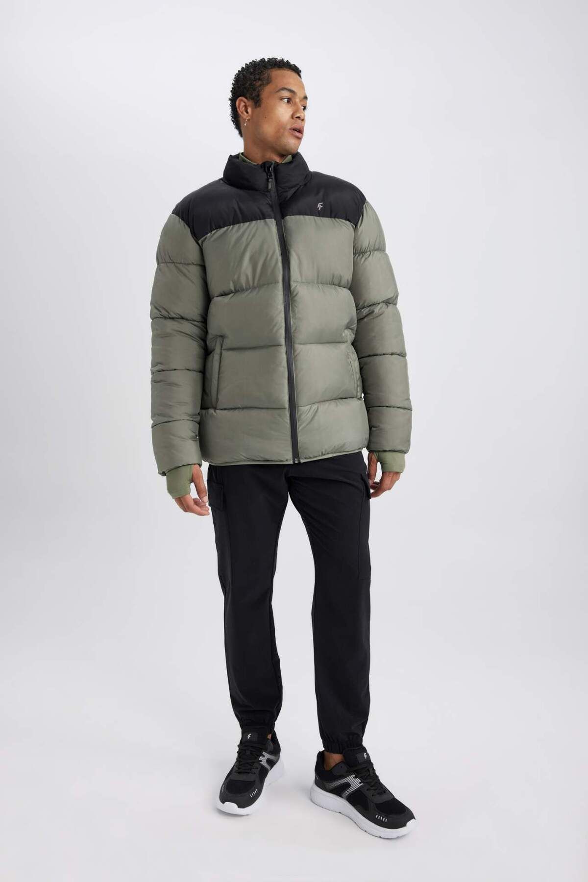 DeFacto-Defactofit Water Repellent Inflatable Coat Windproof Oversize Wide Fit with Zipper Pocket Y7376Az24Sp 2