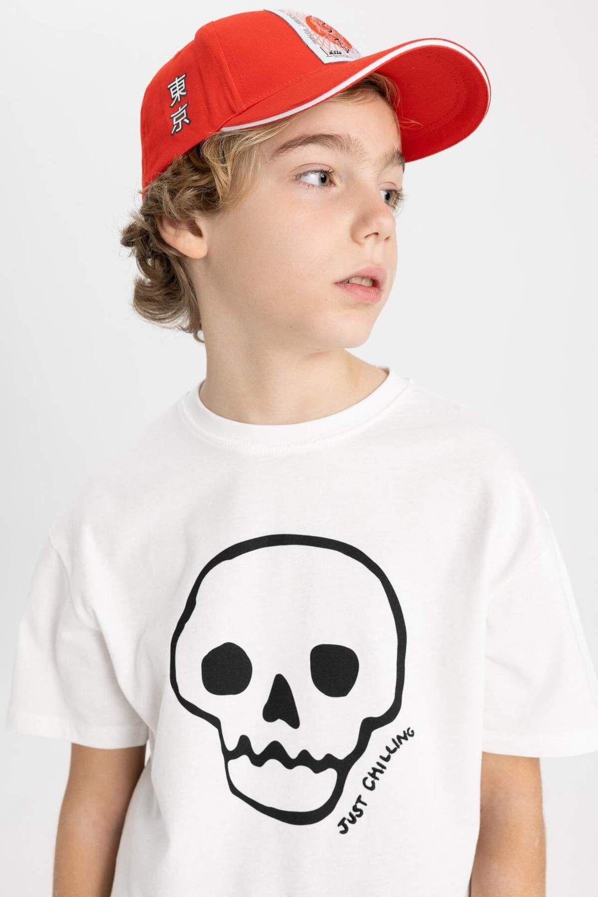 DeFacto-Tricou cu mânecă scurtă brodat cu decolteu lat pentru băiat B6433A824SM 7