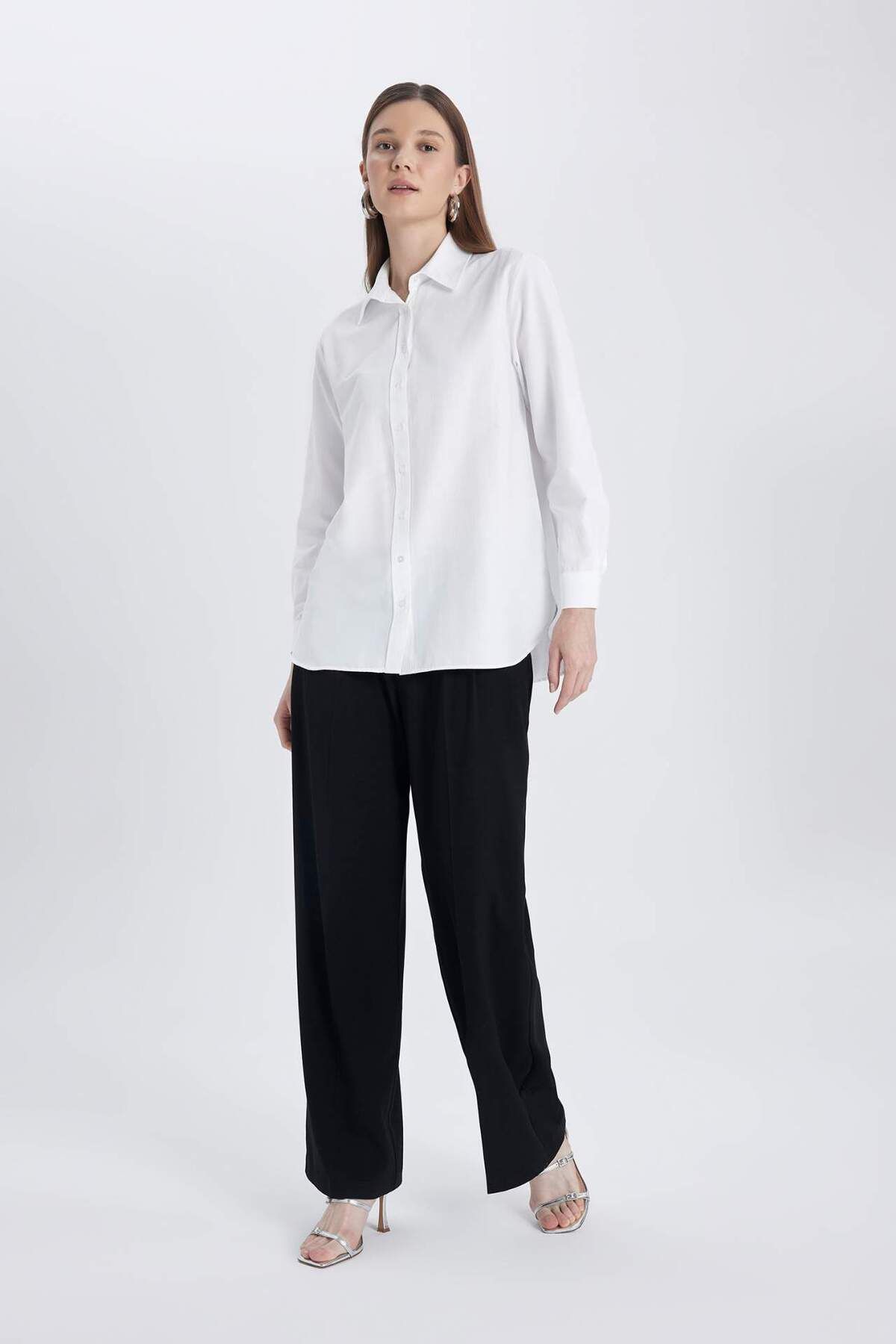 DeFacto-Relax Fit Poplin Długa Koszula Tunika B8314AX24SP 2