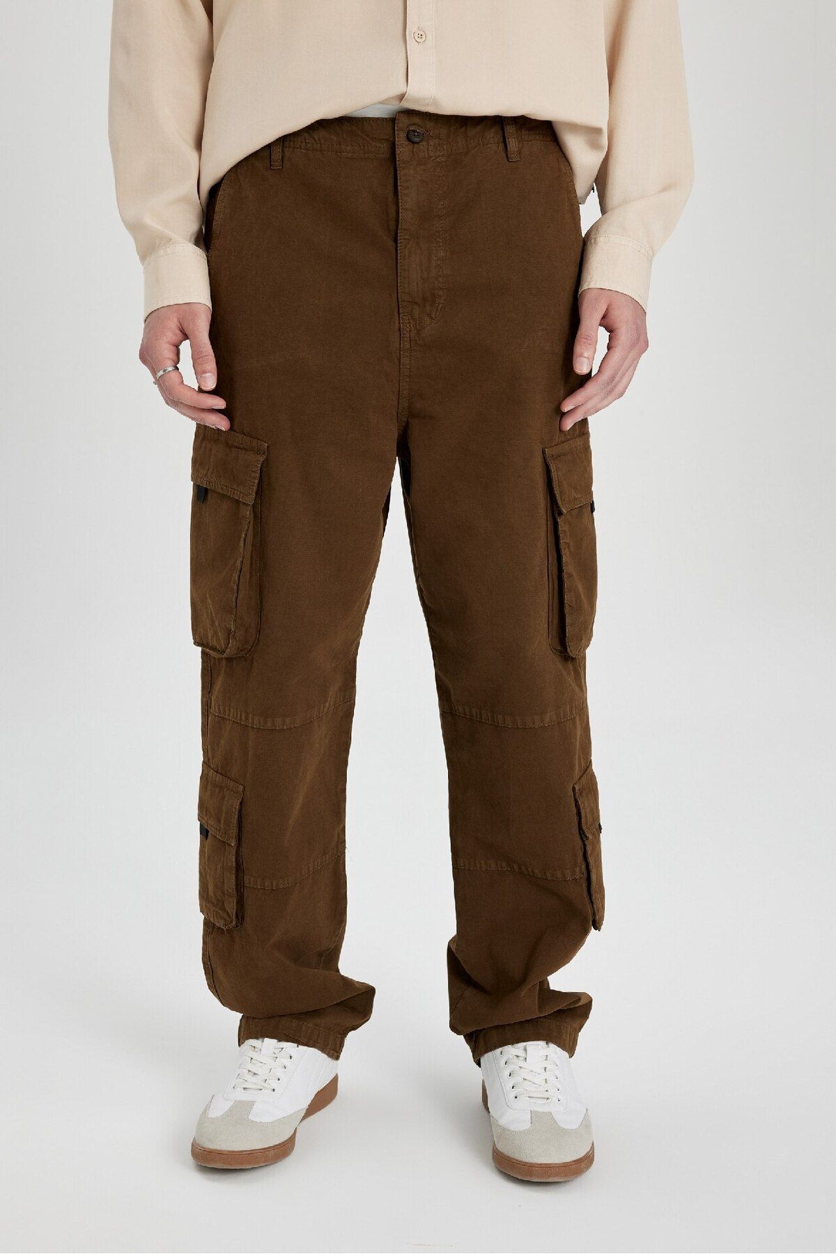 DeFacto-Baggy Fit Cargo Pocket Wide Fit Κανονικό παντελόνι με φαρδύ πόδι B5906ax24sp 4