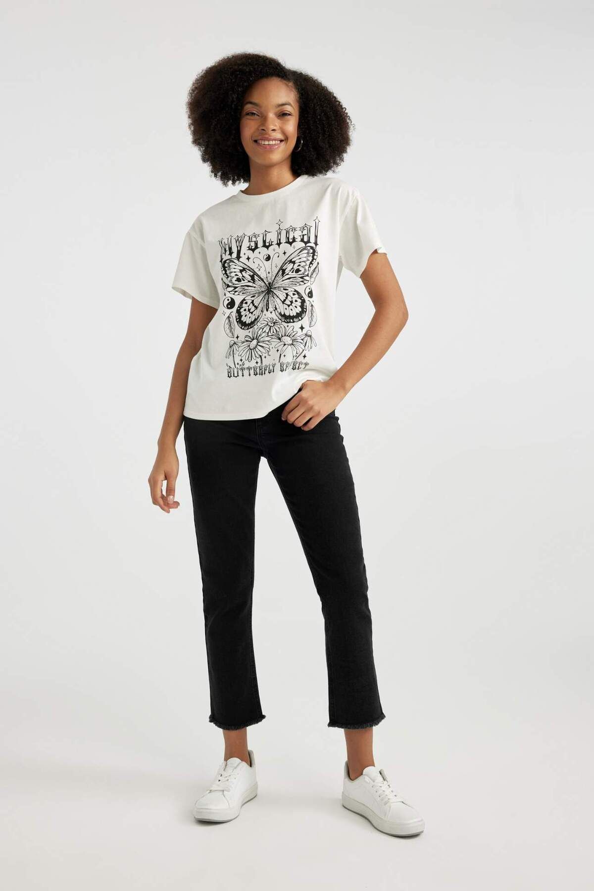 DeFacto-Tricou cu mânecă scurtă imprimat cu decolteu rotund B6754AX24SM 2