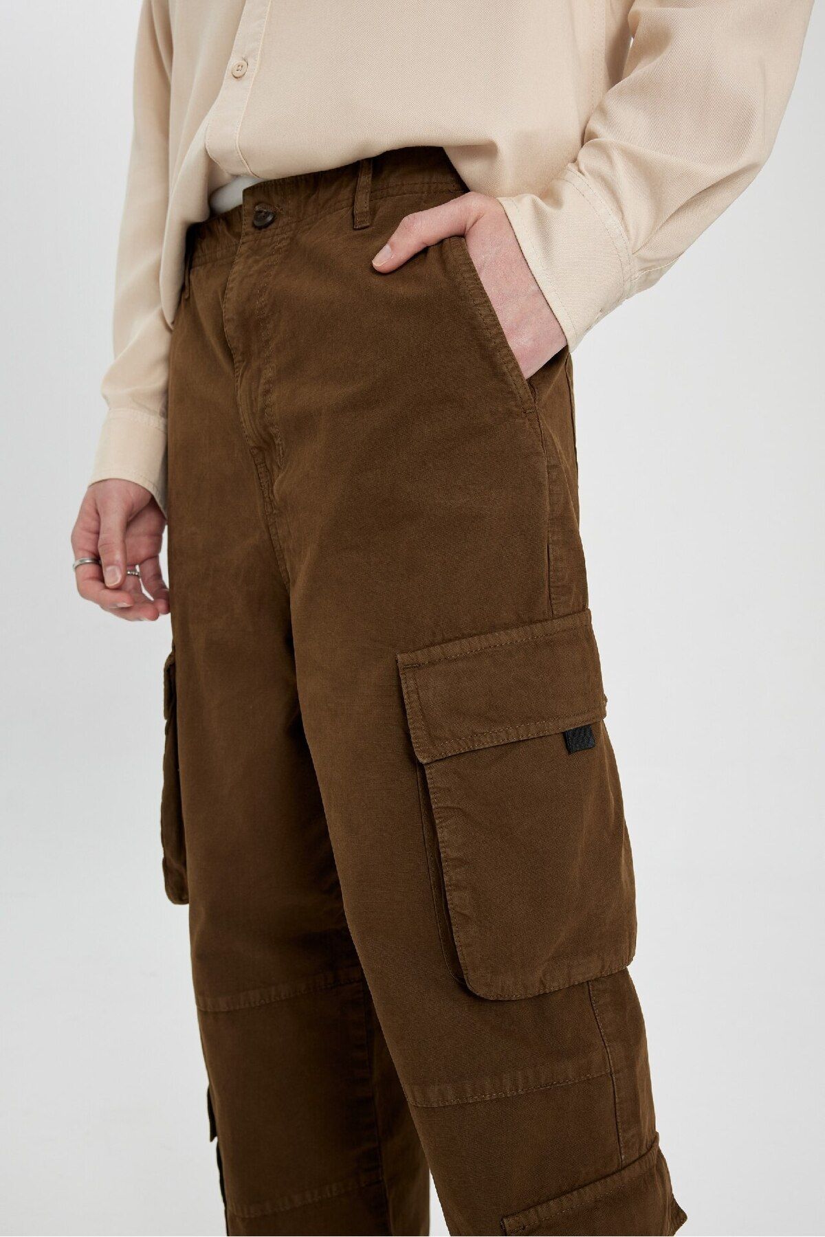 DeFacto-Baggy Fit Cargo Pocket Wide Fit Κανονικό παντελόνι με φαρδύ πόδι B5906ax24sp 5