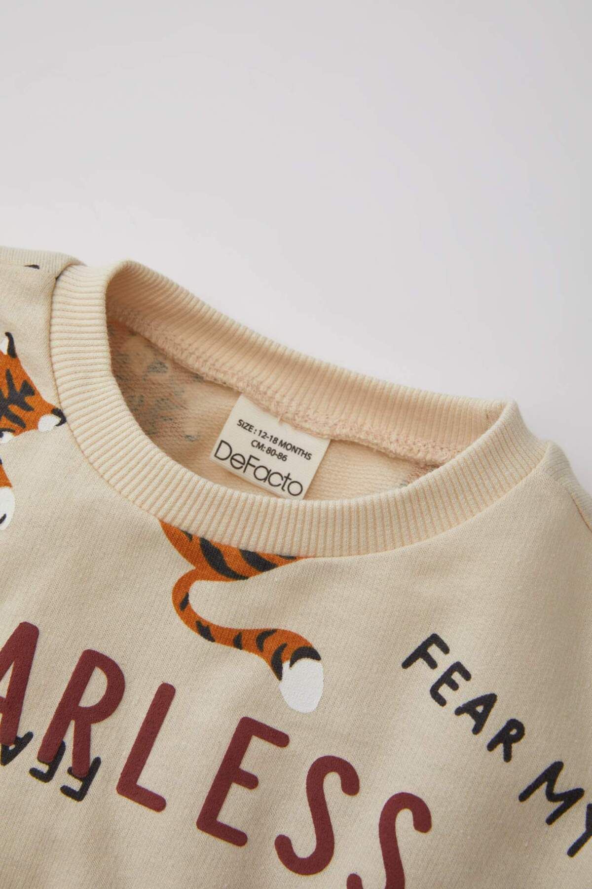 DeFacto-Baby Boy 2 Piece Set Crew Neck Tiger Pattern Sweatshirt Elastic Waist Sweatpants C0643A524Sp 3