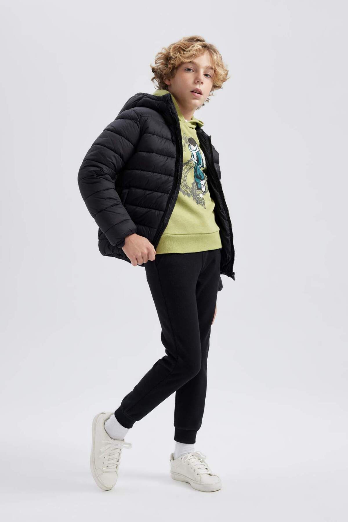 DeFacto-Boy's Water Repellent Hooded Basic Plain down Jacket B1824A824Sp 2