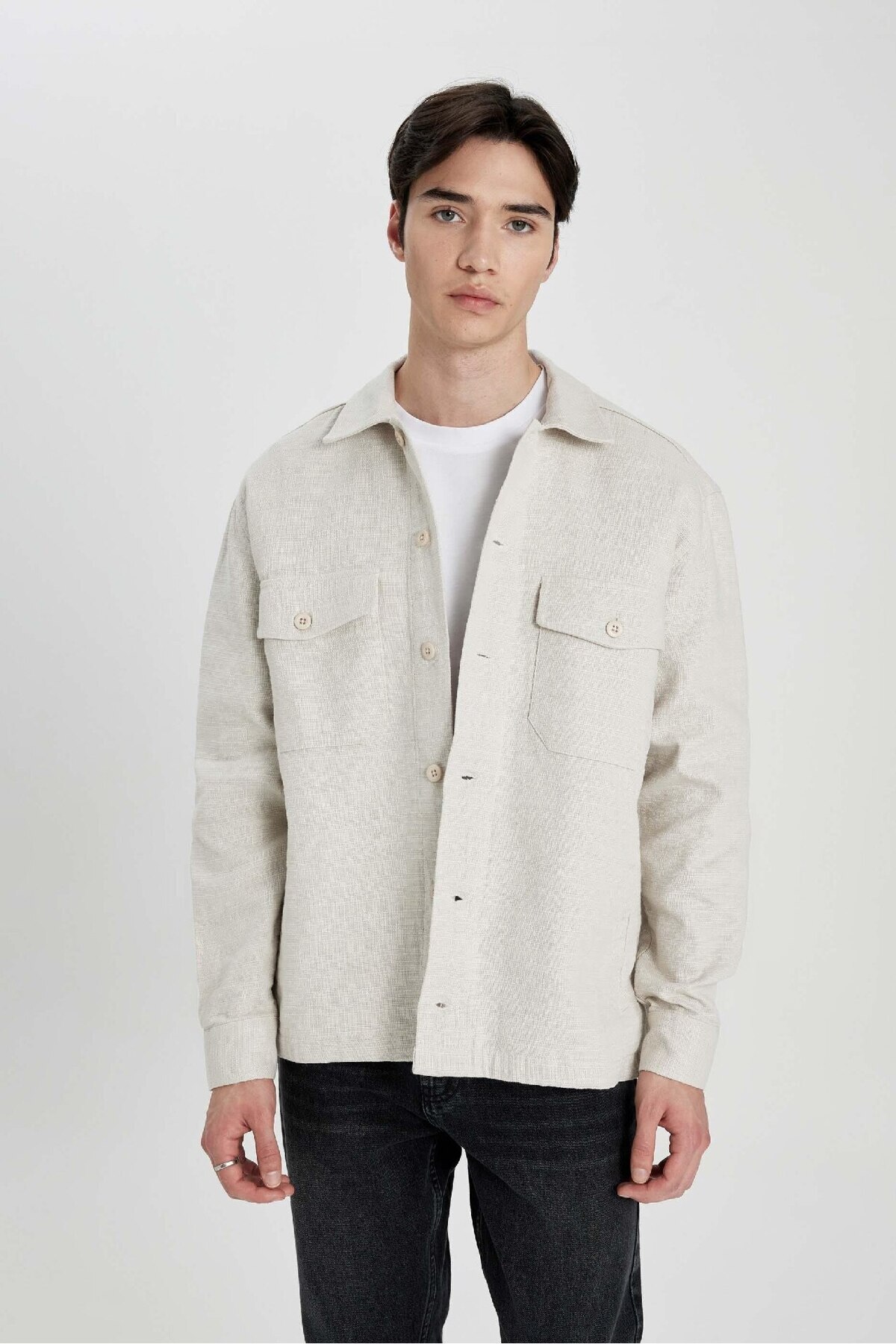 DeFacto-100 % Baumwolle Relax Fit Baumwolle Basic Plain Langarmshirt B3669AX24SP 7