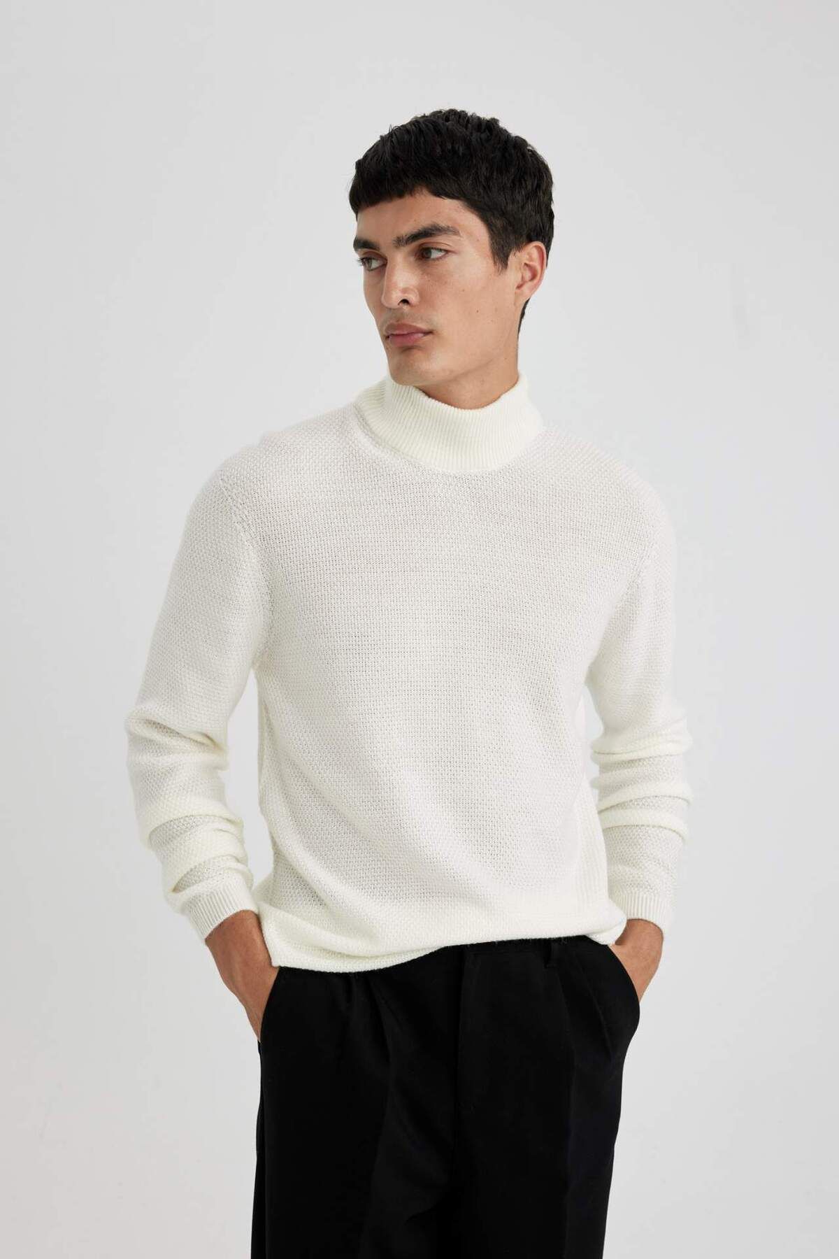 DeFacto-Standard Fit Regular Cut Turtleneck Basic Plain Knitwear Sweater B9708Ax24Sp 4