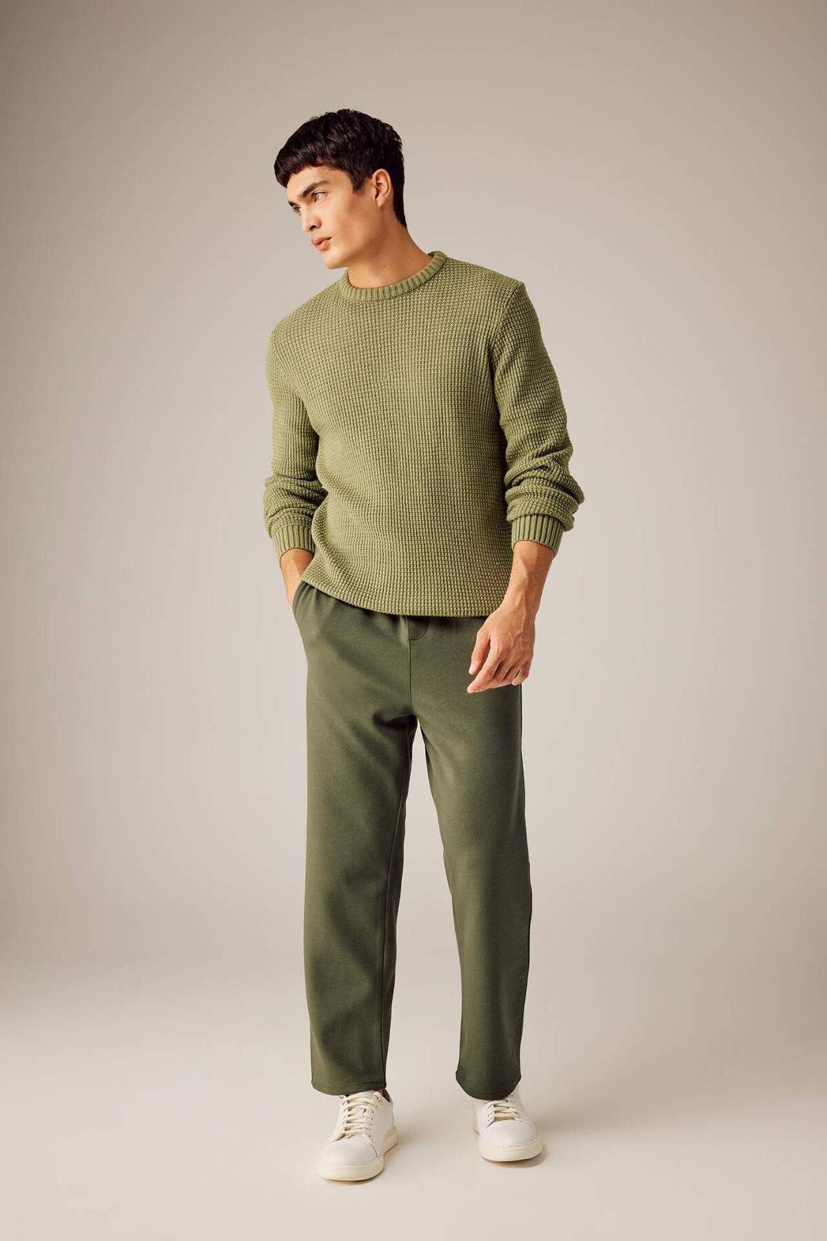 DeFacto-Relax Fit Hose mit Schnürung in der Taille und geradem Bein mit Taschen B7334AX23WN 3