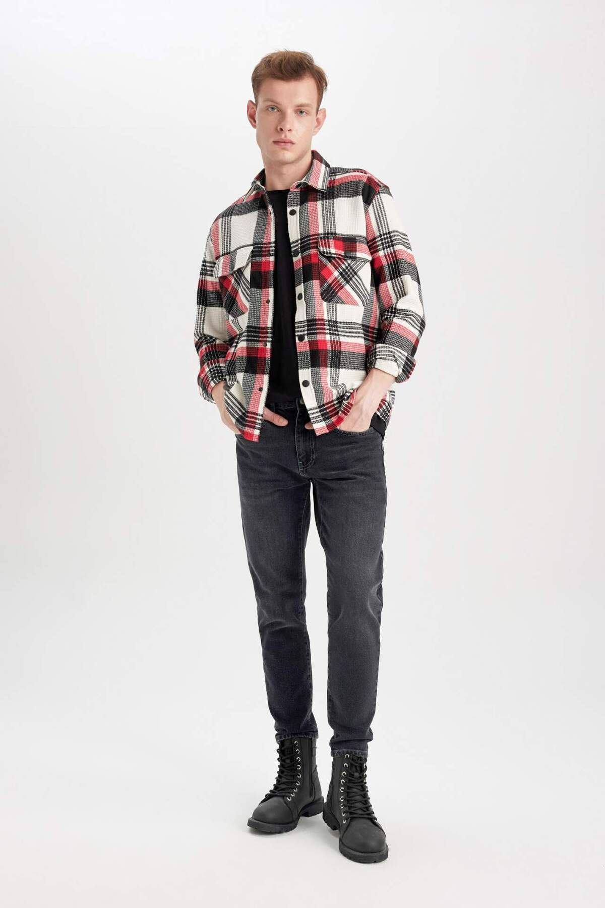 DeFacto-Slim Tapered Fit Slim Fit Normale Taille Schrumpfende Bein Jeans B7780AX24SP 4