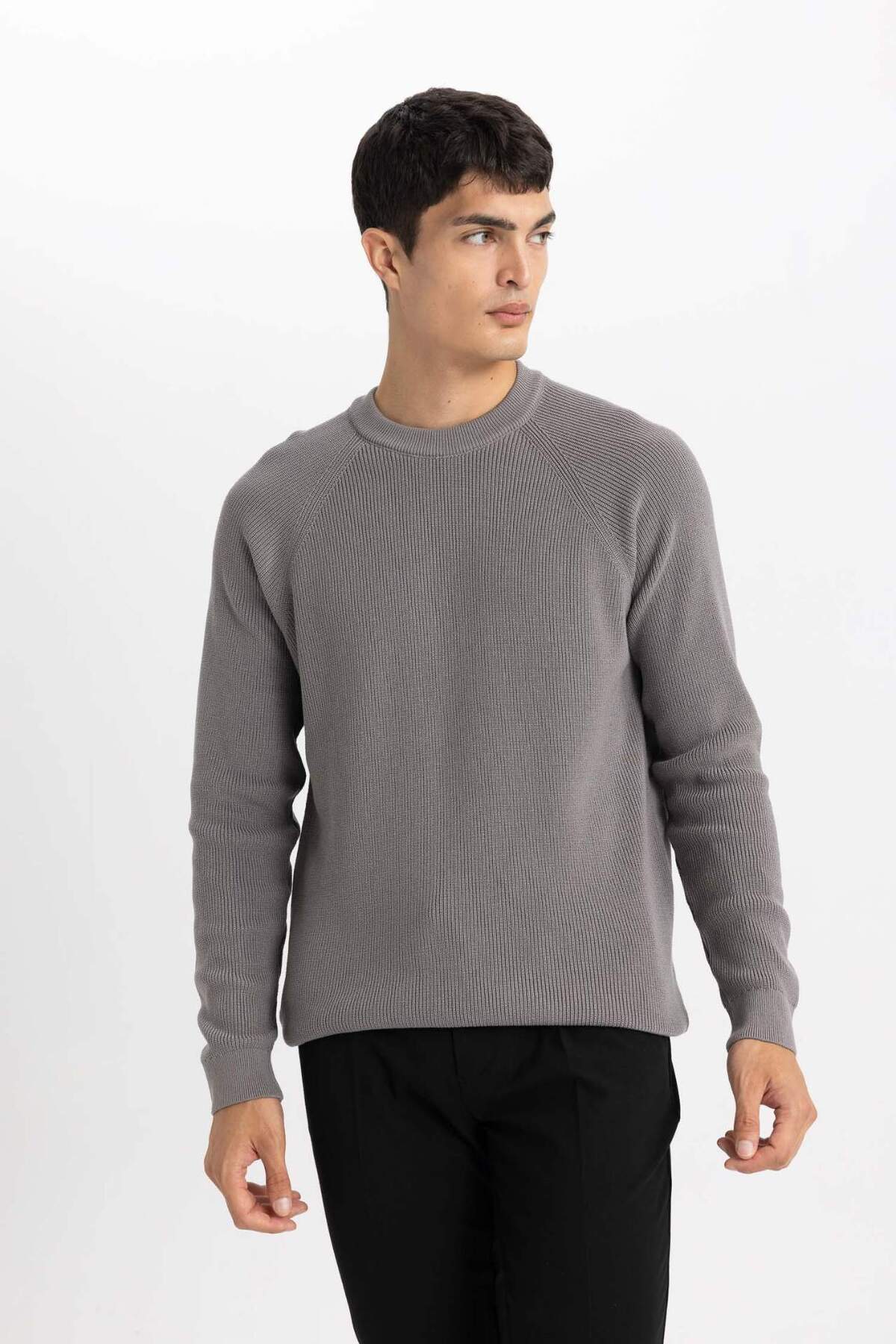 DeFacto-Standard Fit Regular Fit Rundhalsausschnitt Basic Solid Strickpullover A8458AX24SP 4