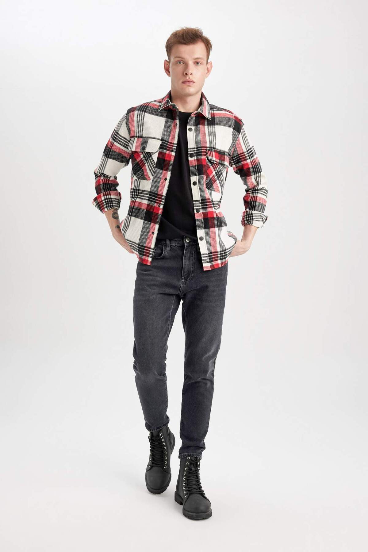 DeFacto-Slim Tapered Fit Slim Fit Normale Taille Schrumpfende Bein Jeans B7780AX24SP 3