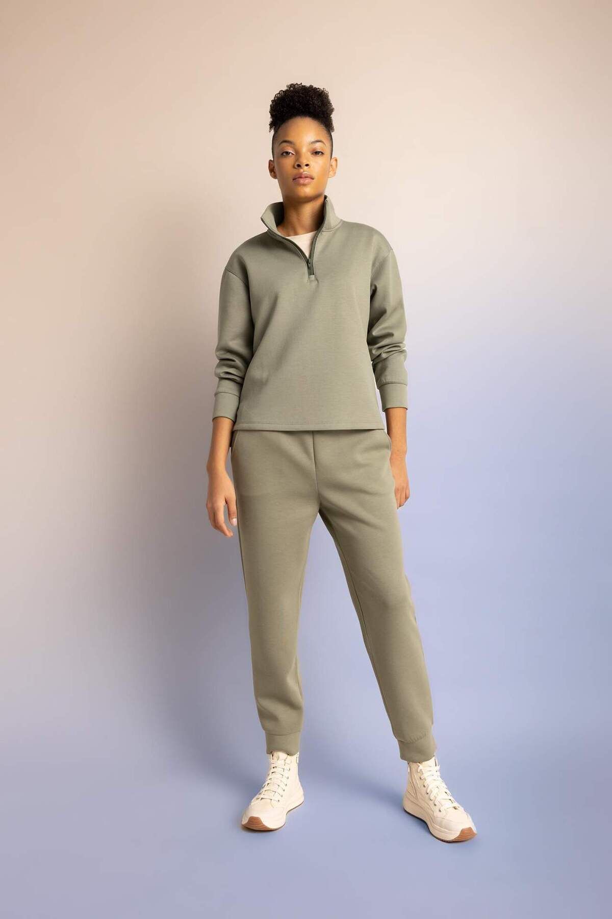 DeFacto-Fit Jogger Sweatpants Standard Fit Elastic Waist Basic Straight with Pockets B6358Ax23Wn 2
