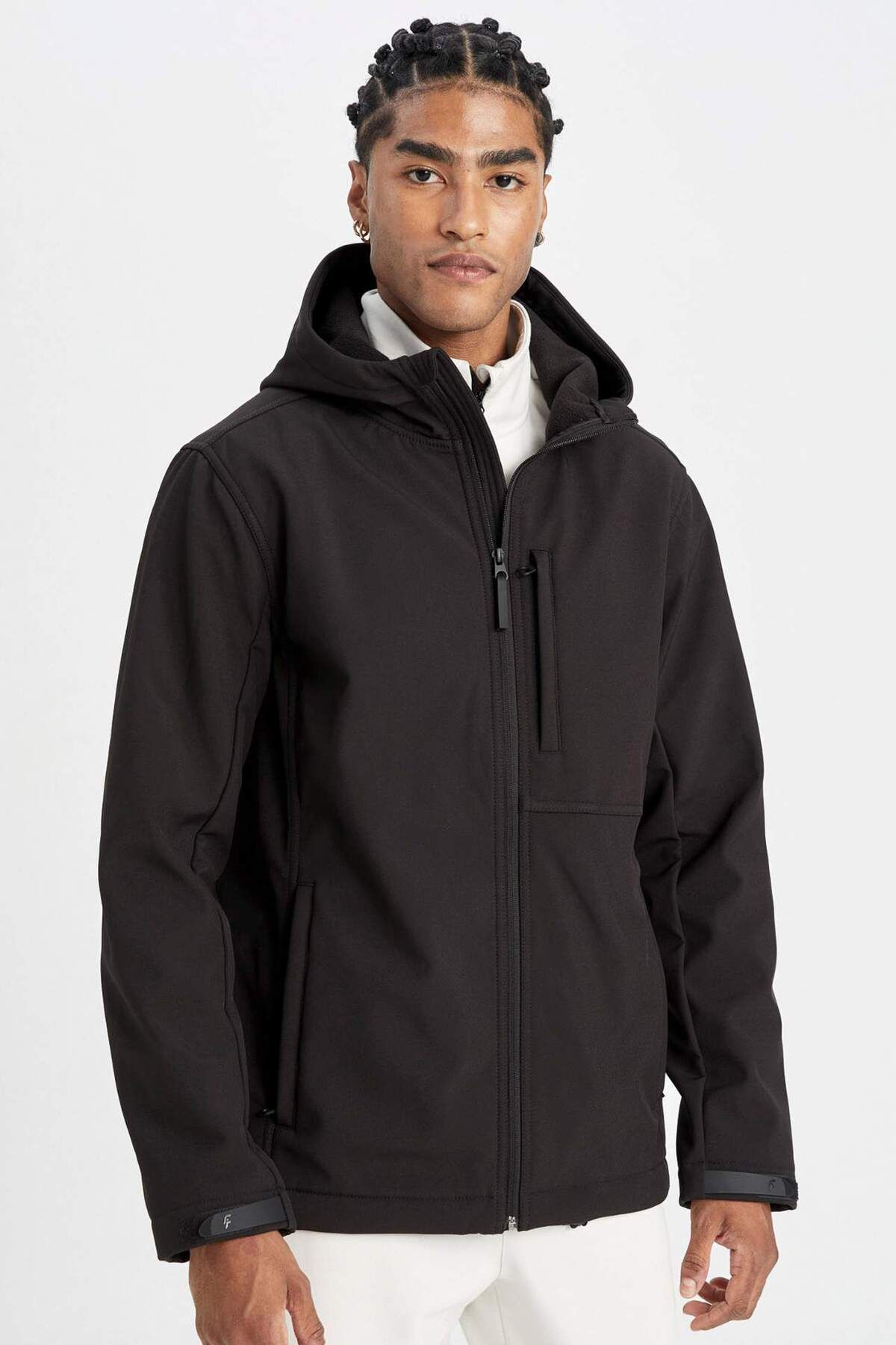 DeFacto-Defactofit Water Repellent Regular Fit Hooded Zippered Softshell Raincoat A2122Ax23Wn 1