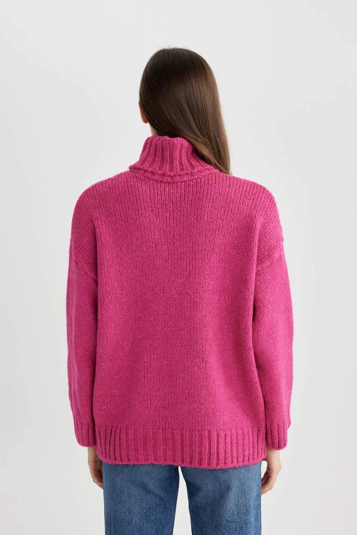 DeFacto-Oversize Wide Fit Turtleneck Basic Plain Knitwear Sweater Tunic A6445Ax23Cw 7