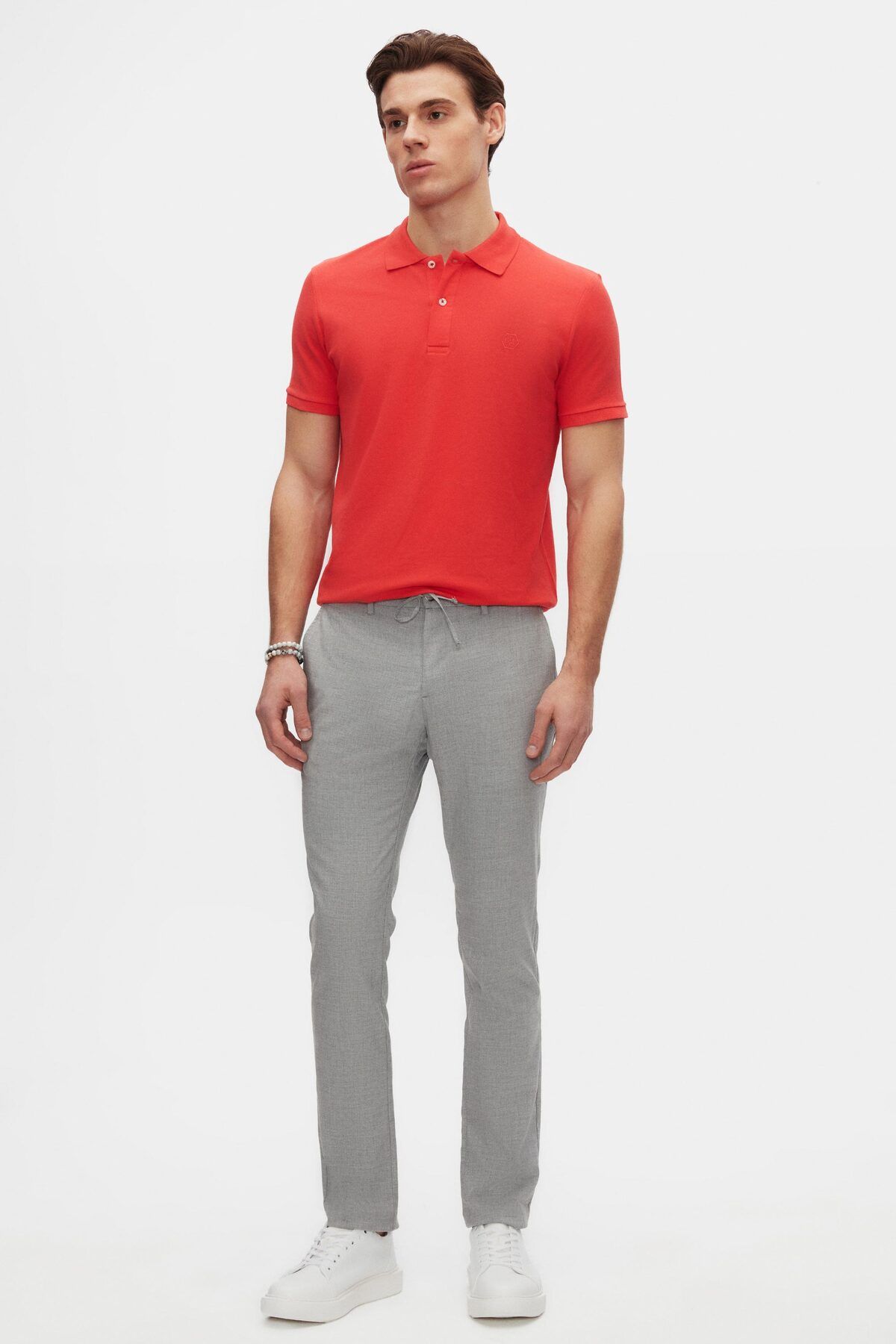 D'S Damat-Ds Damat Slim Fit Gray Elastic Waist Drawstring Zippered Lycra Comfortable Jogger Pants 2