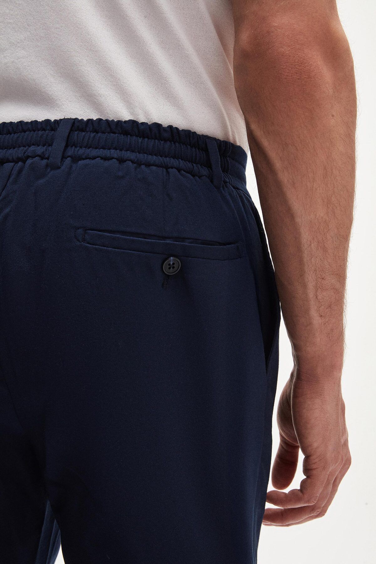 D'S Damat-Ds Damat Slim Fit Light Navy Blue Elastic Waist Drawstring Zippered Lycra Comfortable Jogger Pants 6