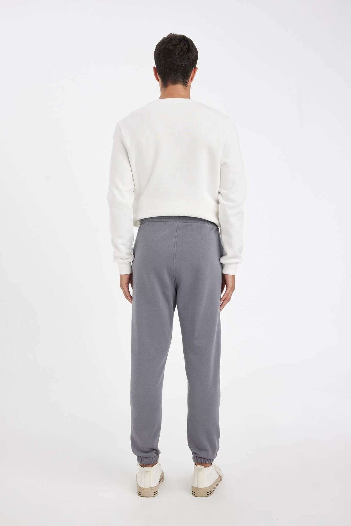 DeFacto-Pantaloni de sport Jogger Standard Fit Basic Solid Talie cu șireturi Ciorapi elastici cu buzunare A6468AX23AU 7