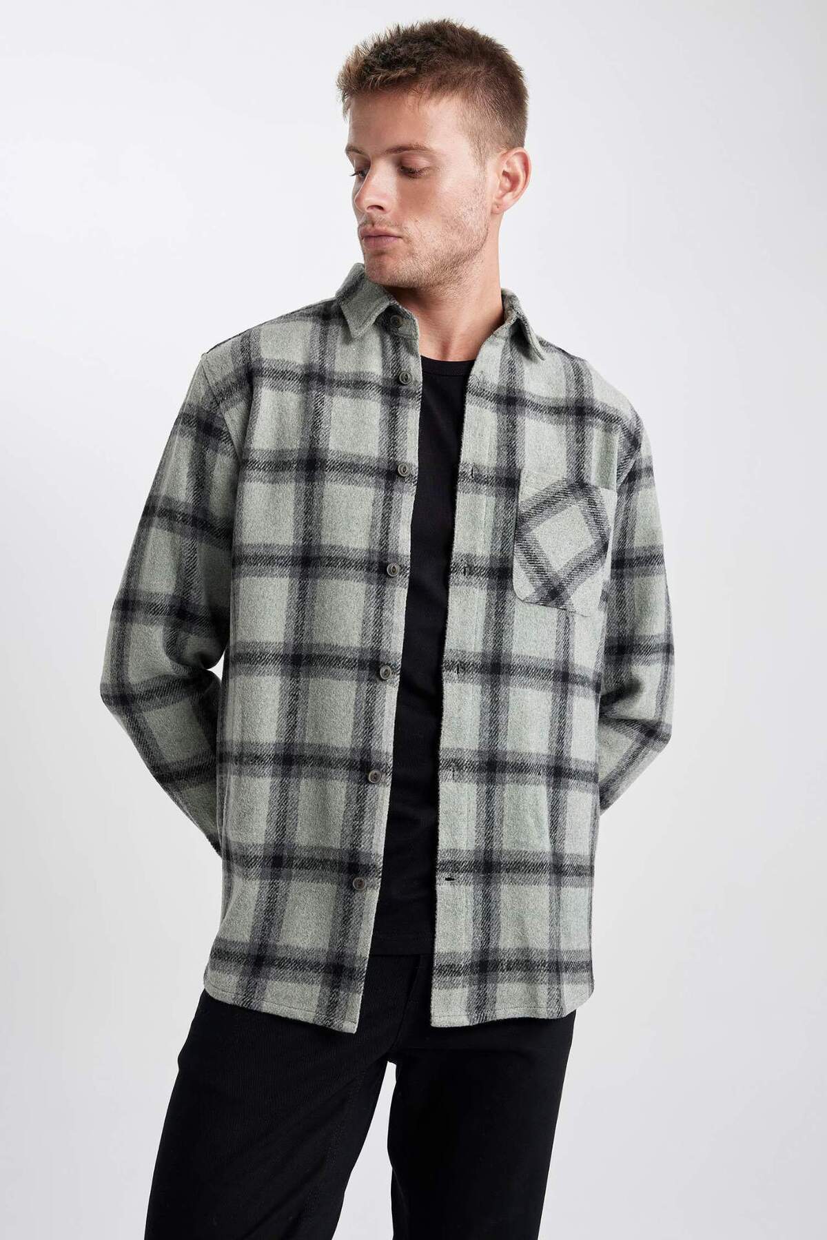 DeFacto-Μακρυμάνικο πουκάμισο Regular Fit Checked Lumberjack A5517AX23AU 7