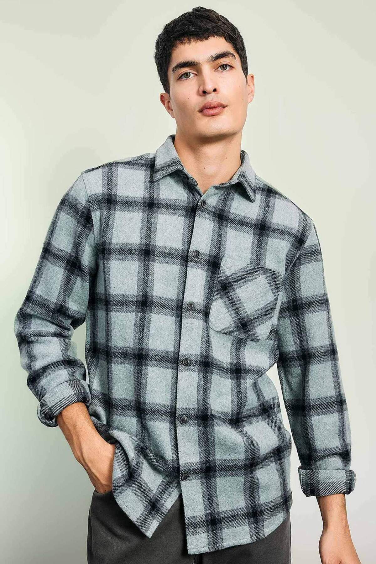 DeFacto-Μακρυμάνικο πουκάμισο Regular Fit Checked Lumberjack A5517AX23AU 1