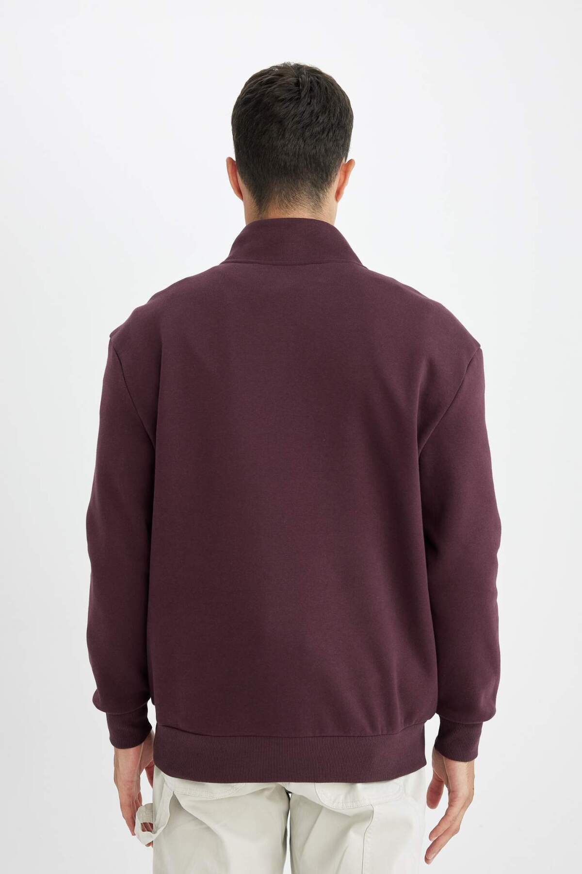 DeFacto-Comfort Regular Fit Bequeme Passform Reißverschluss Stehkragen Basic Plain Sweatshirt X7405AZ23AU 5