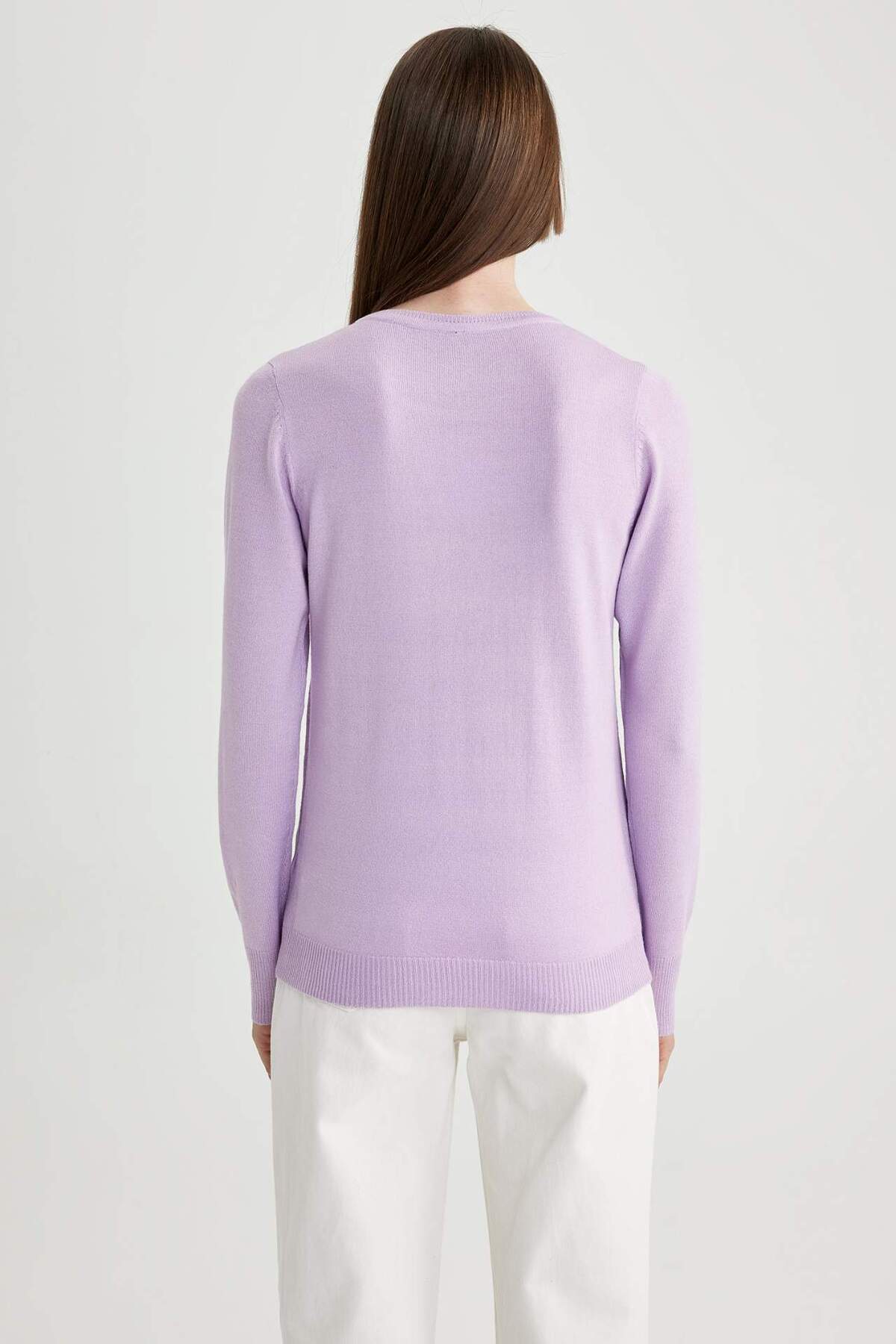 DeFacto-Regular Fit Crew Neck Soft Textured Basic Plain Knitwear Sweater F7091Az23Wn 6