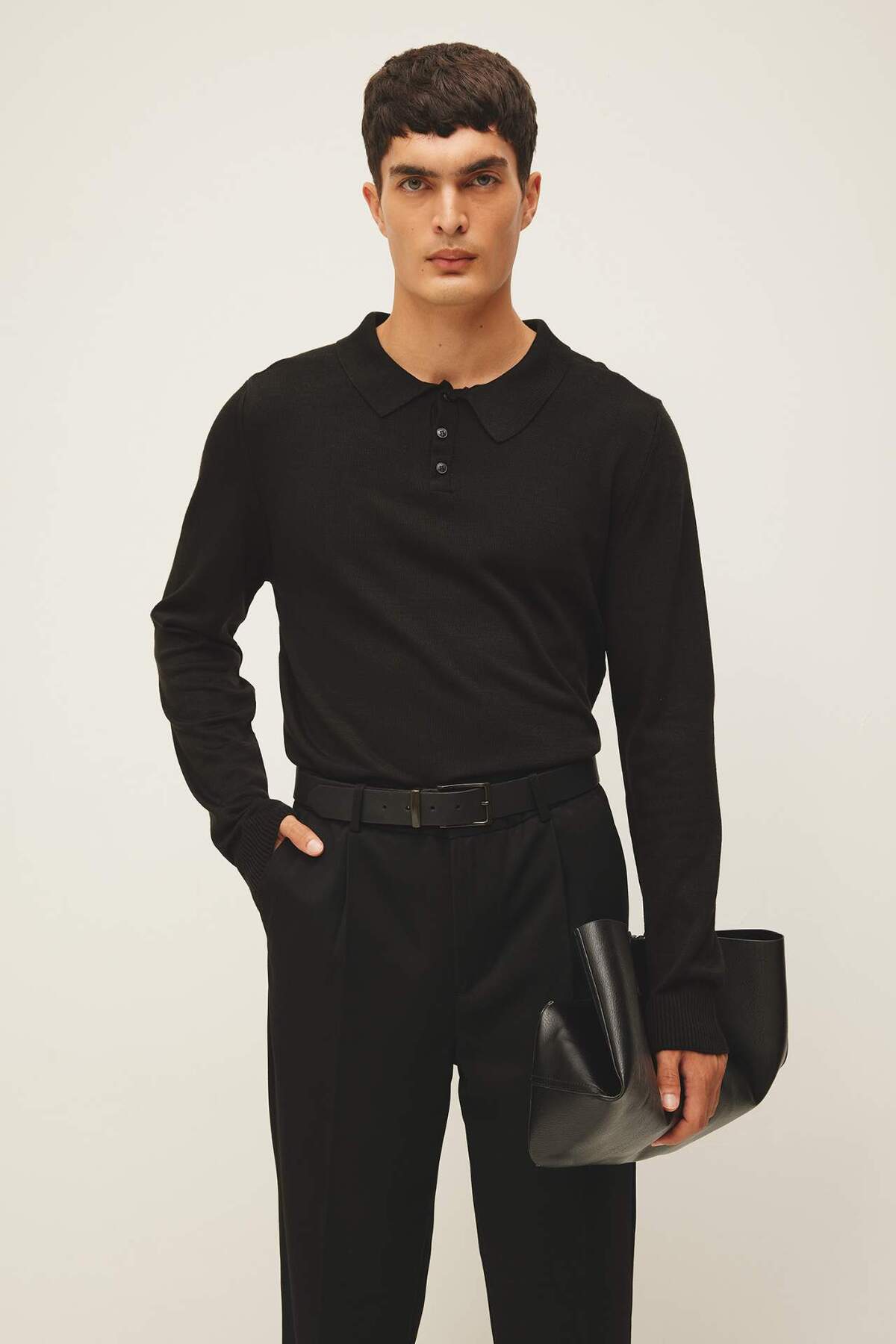 DeFacto-Slim Fit Dar Kesim Polo-Kragen Basic Düz Strickpullover Y0902AZ23AU 3