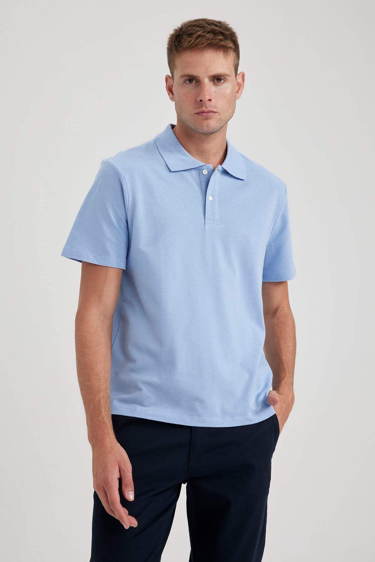 DeFacto-Tricou cu mânecă scurtă cu gât polo, 100% bumbac, B0643AXNS 3
