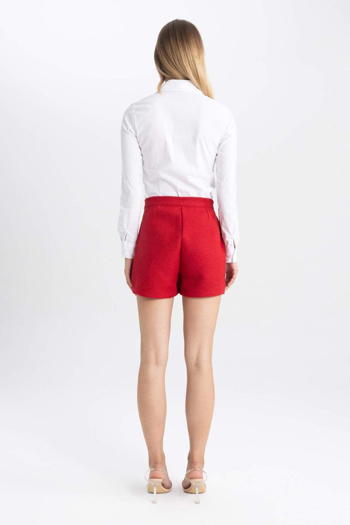 DeFacto-High Waist Short Leg Tweed Shorts X2391az23wn 8