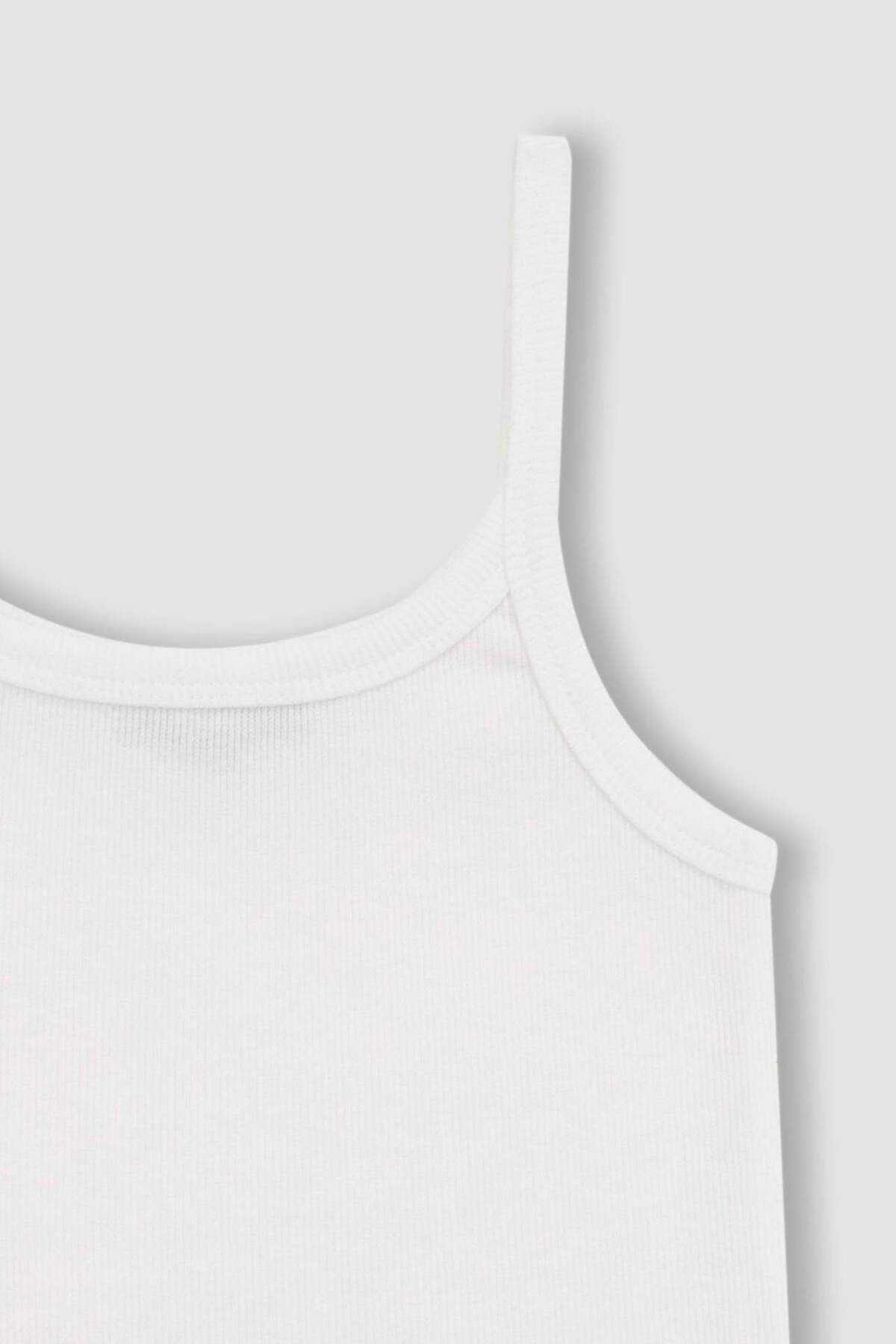 DeFacto-Coool Fitted Ribbed Camisole White Strap Basic Undershirt B1659Ax23Hs 8