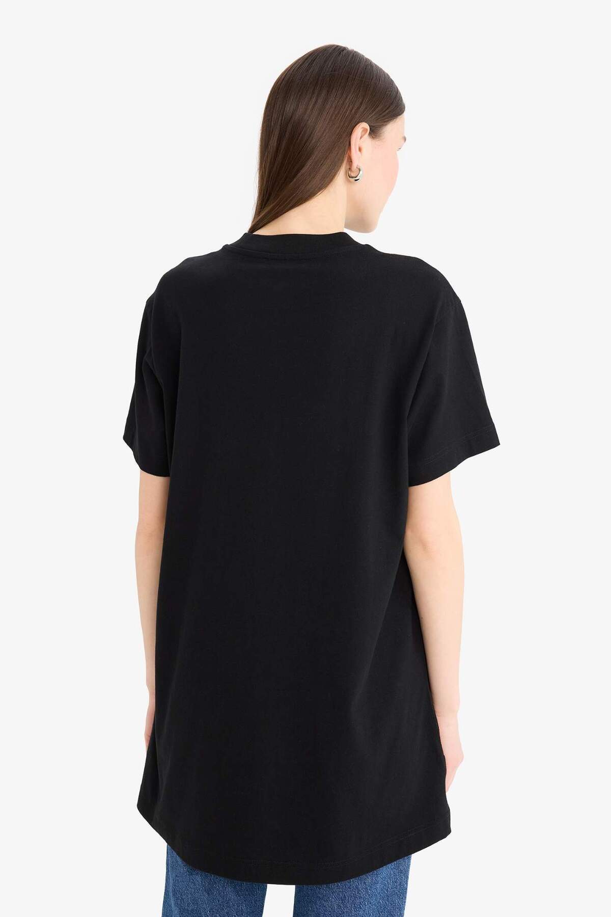 DeFacto-Regular Fit Crew Neck Basic Plain Short Sleeve 100% Cotton Tunic A8351Ax23Sm 6