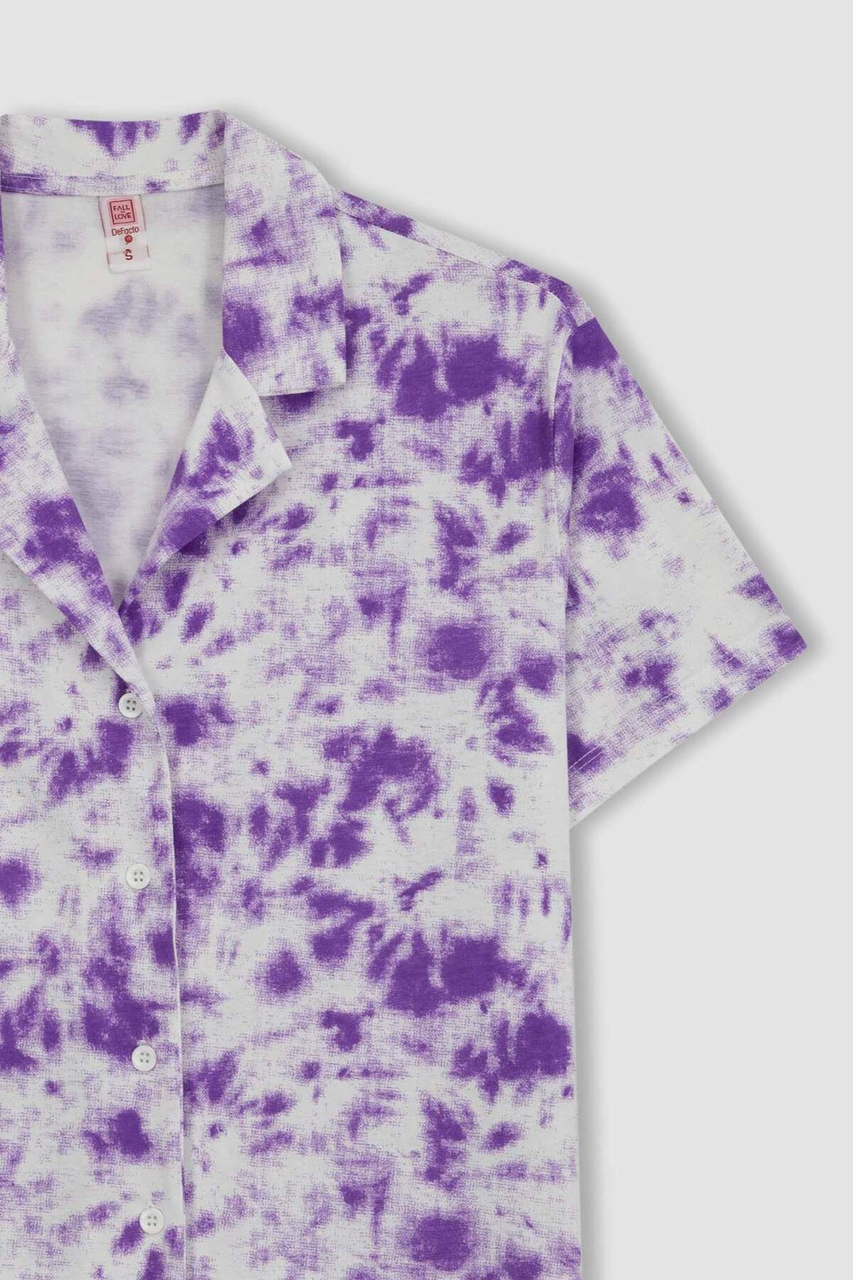 DeFacto-Regular Fit Tie Dye Vzorovaný Krátký rukáv 100% Bavlna Pyžamo Top-Fall in Love A8436AX23HS 8