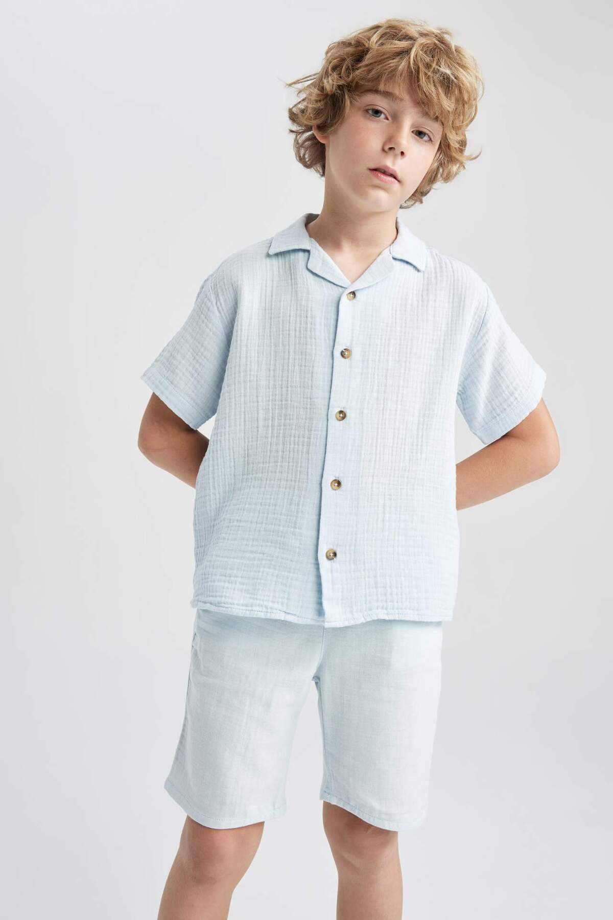 DeFacto-Boy's Regular Fit Muslin Shorts Z5370A623Sm 5